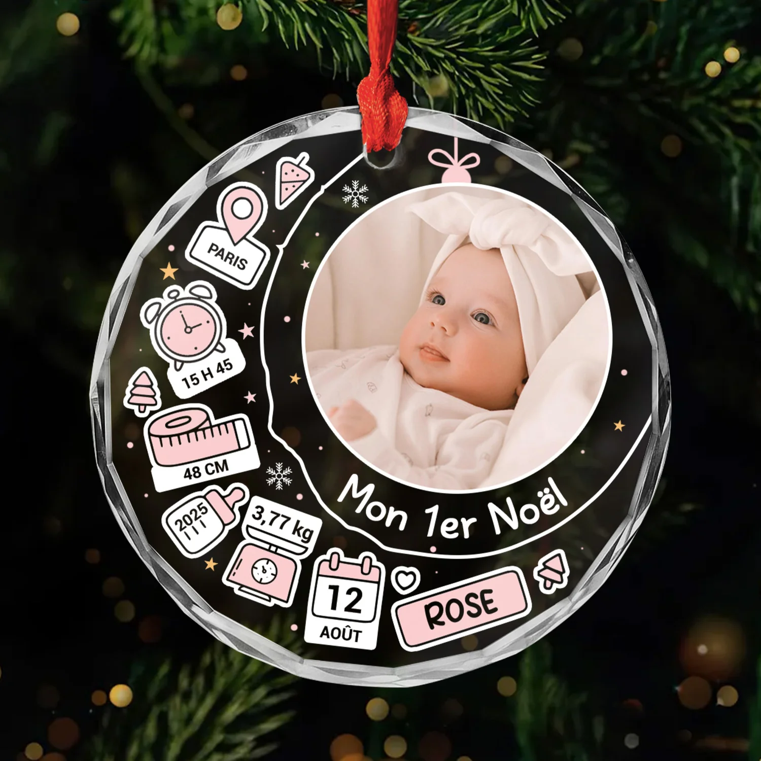 Ornement en Verre Mon 1er Noël Bébé – Cadeaux de Noël Personnalisés