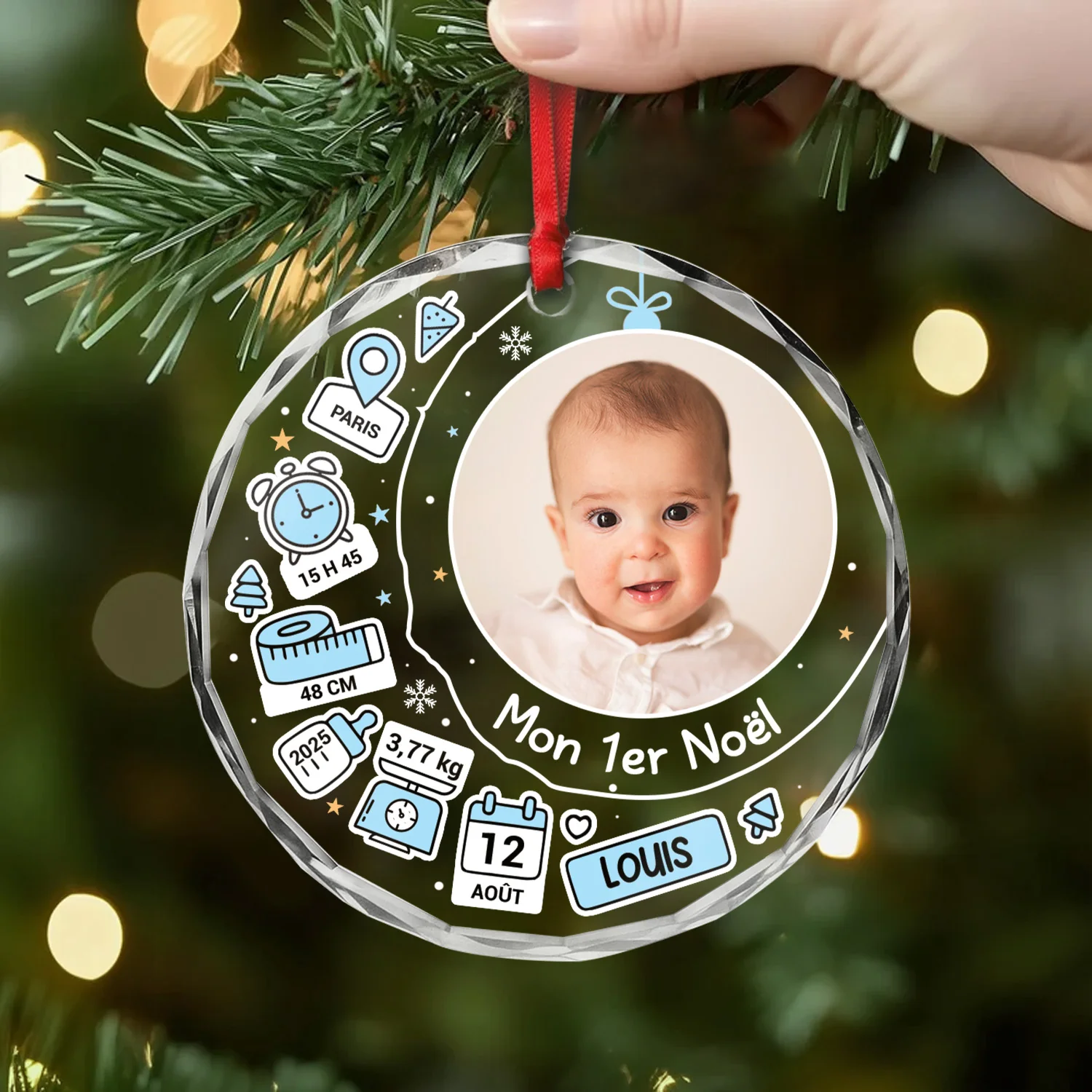 Ornement en Verre Mon 1er Noël Bébé – Cadeaux de Noël Personnalisés - Image 2