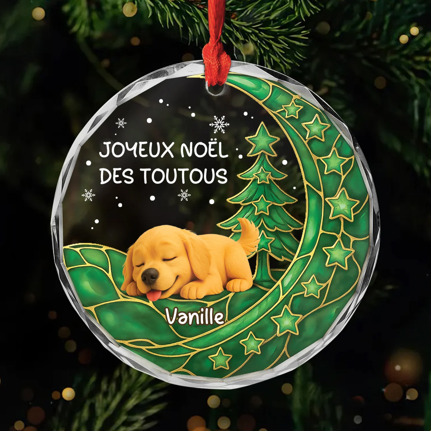 Ornement Noël En Verre Personnalisé - Noël Magique De Chien