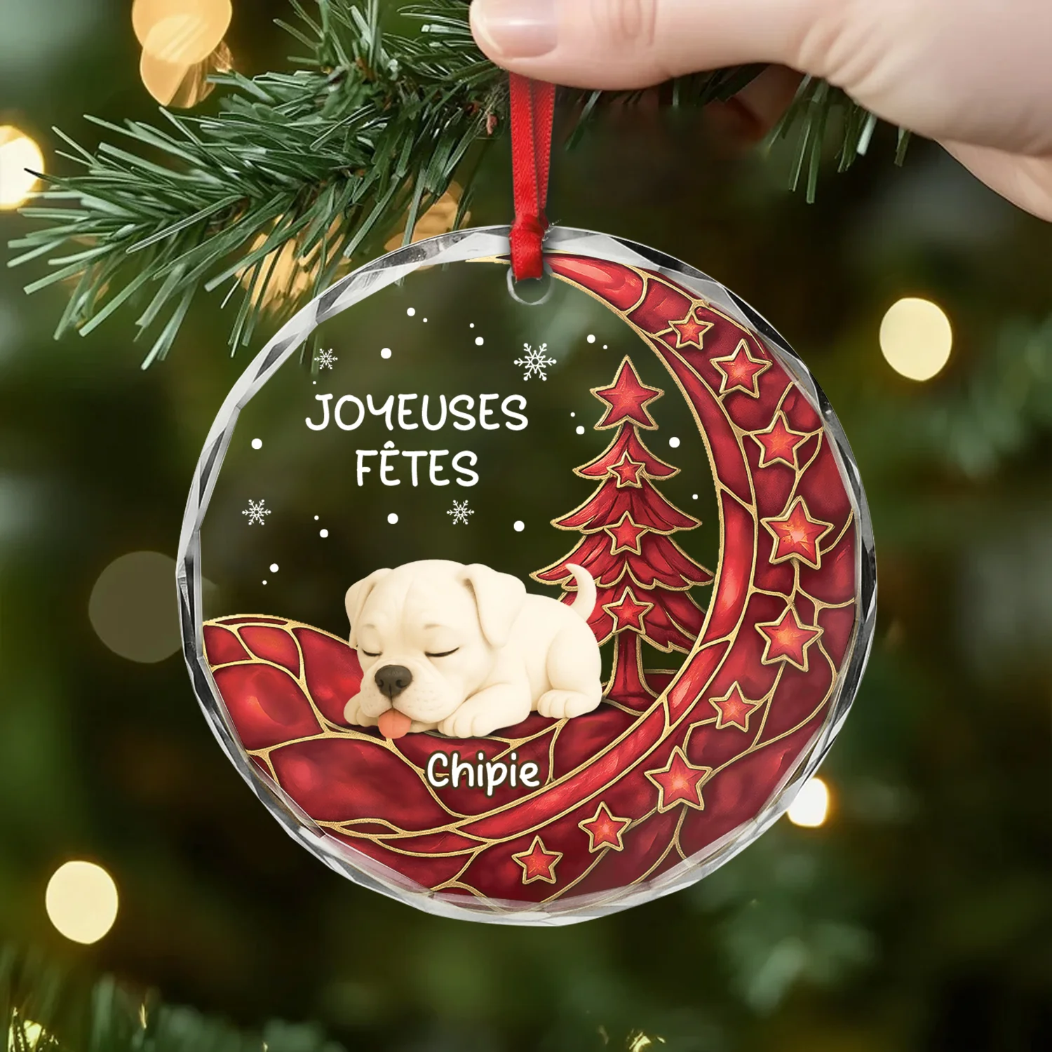 Ornement Noël En Verre Personnalisé - Noël Magique De Chien - Image 2