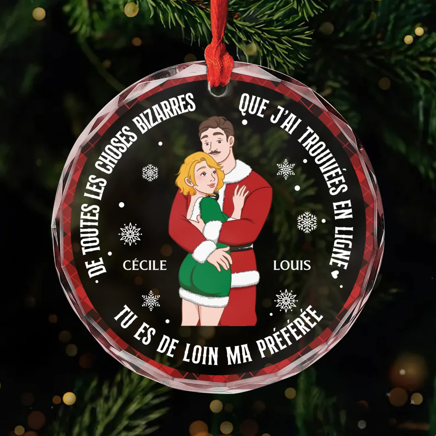 Ornement En Verre Personnalisé Noël Pour Couple - Tu Es De Loin Ma Préférée