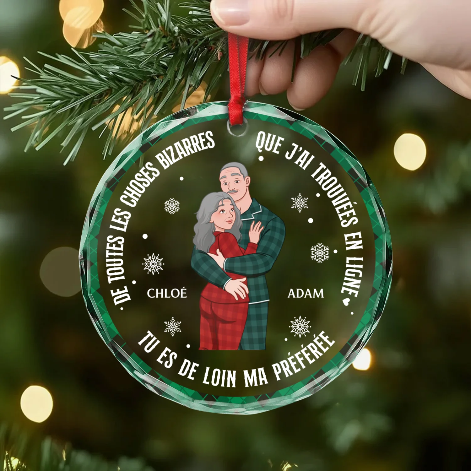 Ornement En Verre Personnalisé Noël Pour Couple - Tu Es De Loin Ma Préférée - Image 2