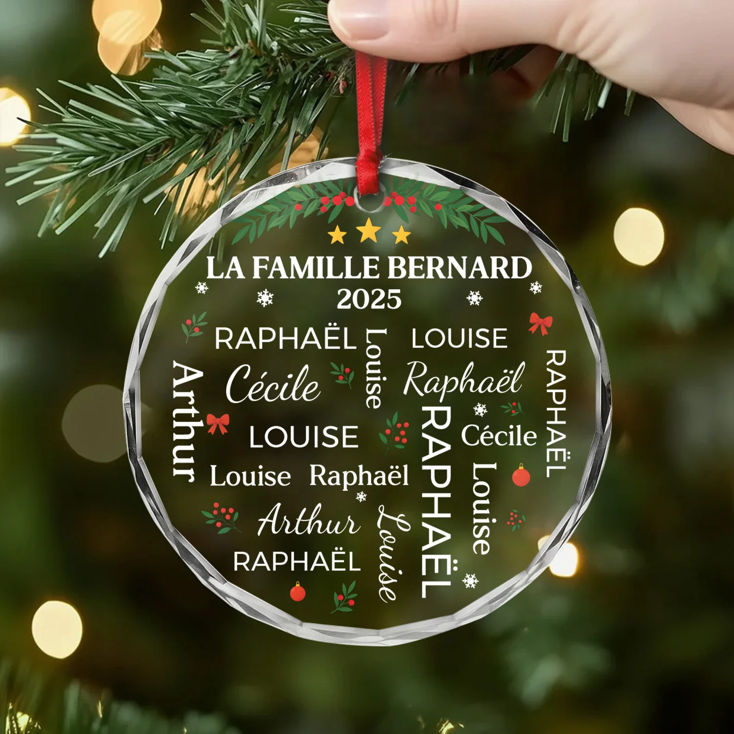 Ornement En Verre Personnalisé - Notre Famille En Forme De Coeur - Image 2