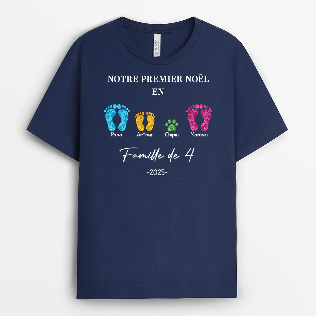 T-shirt Personnalisé - Notre Premier Noël En Famille Avec Pieds - Image 2