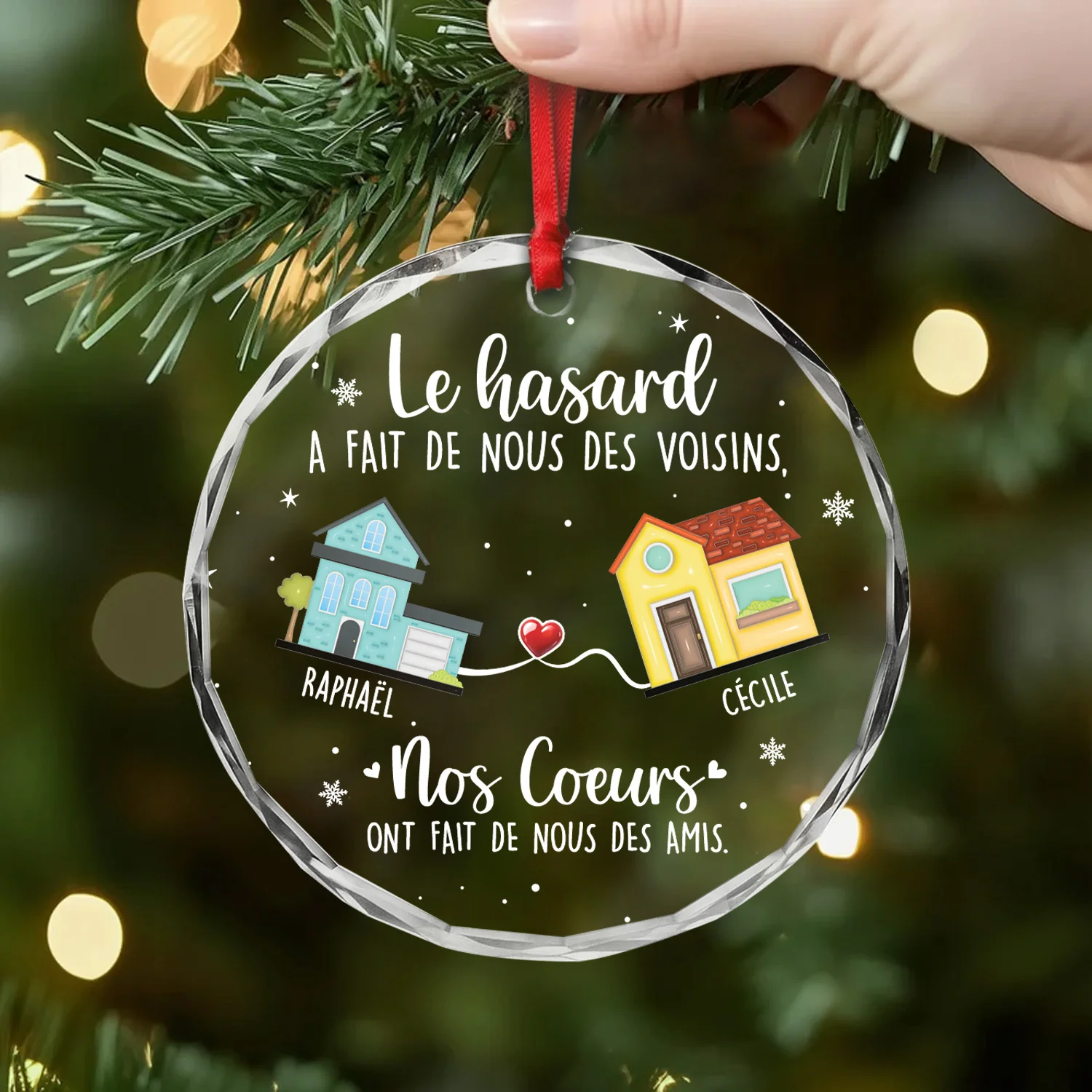 Ornement En Verre Personnalisé Pour Ami - Le Hasard A Fait De Nous Des Voisins - Image 2