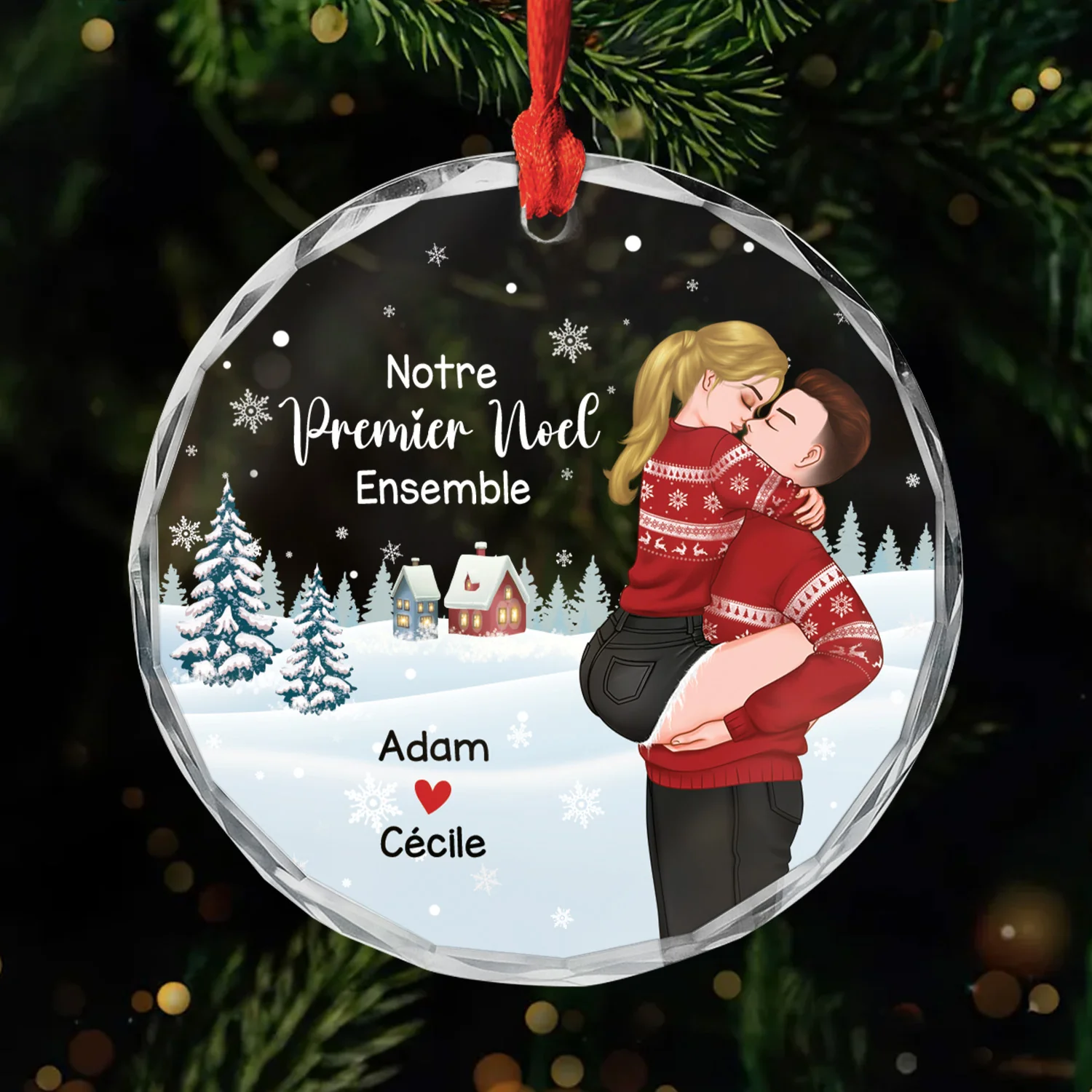 Ornement En Verre Personnalisé Pour Couple - Notre Premier Noël Ensemble