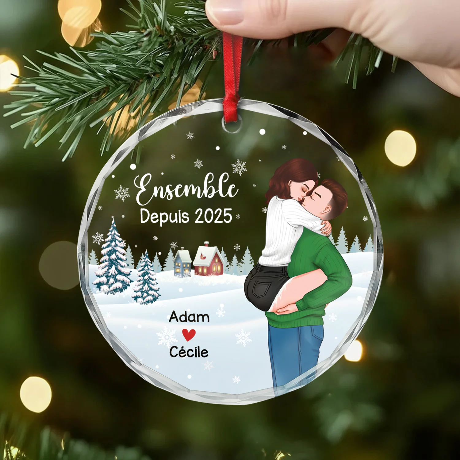Ornement En Verre Personnalisé Pour Couple - Notre Premier Noël Ensemble - Image 2