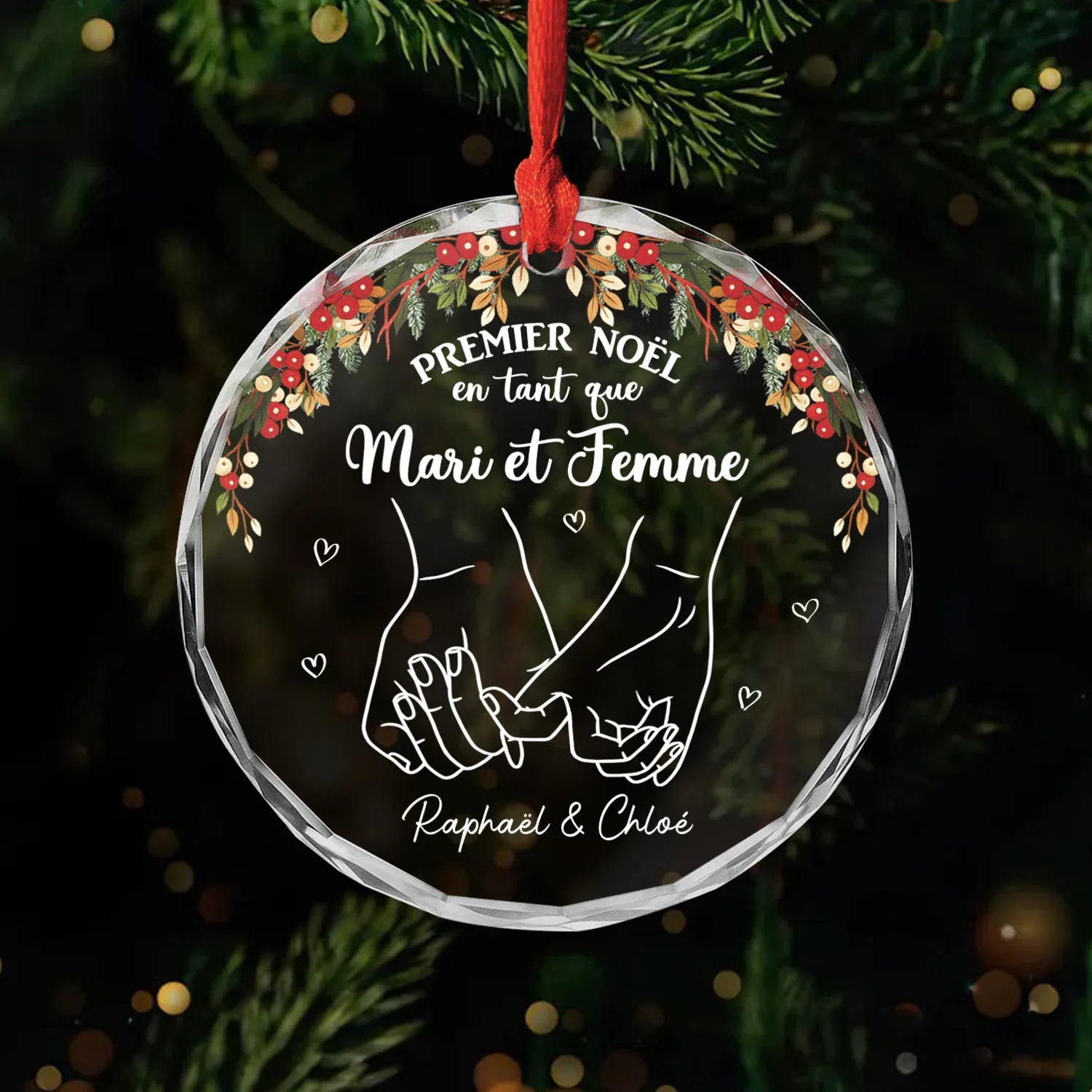 Ornement En Verre Personnalisé - Premier Noël En Tant Que Mari Et Femme
