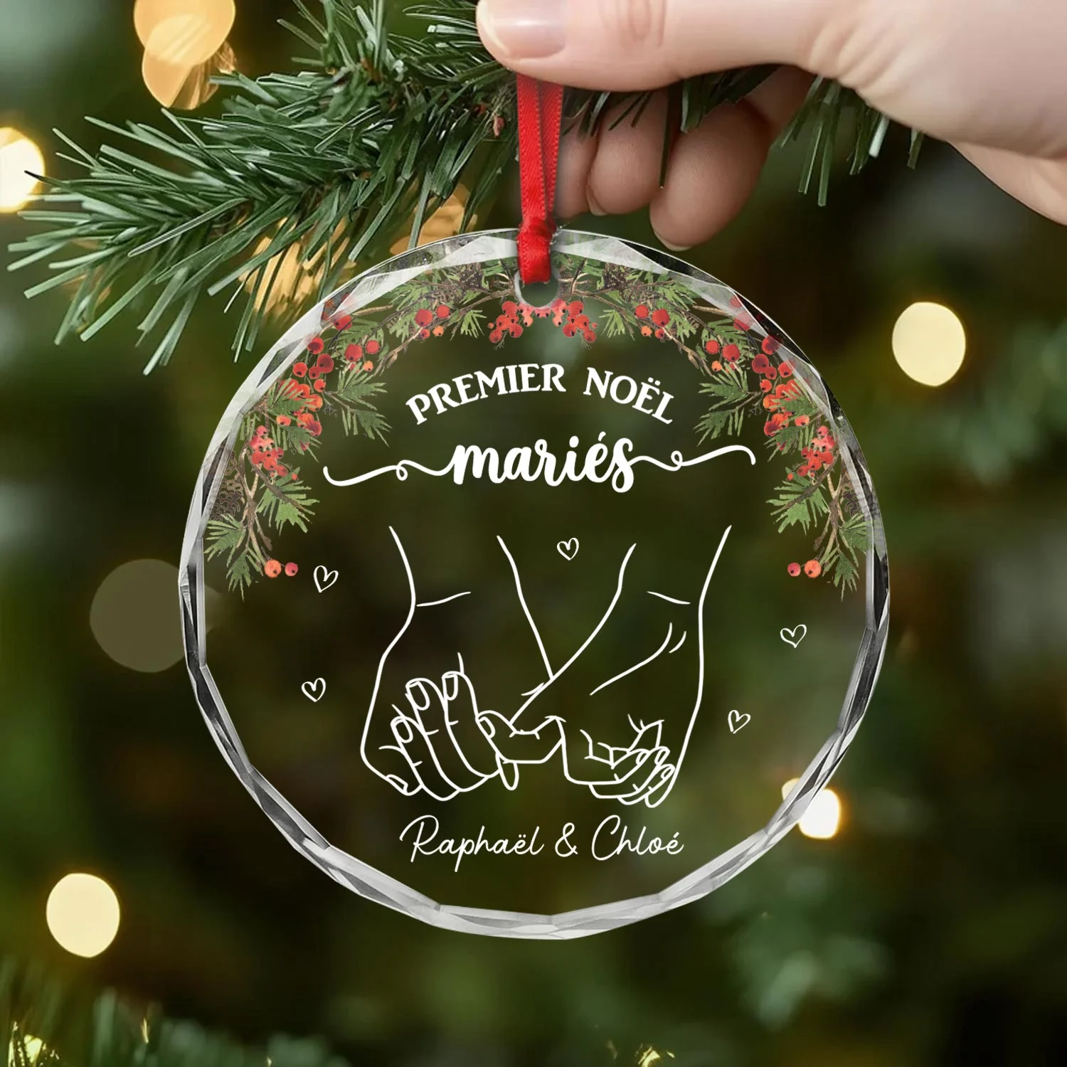 Ornement En Verre Personnalisé - Premier Noël En Tant Que Mari Et Femme - Image 2