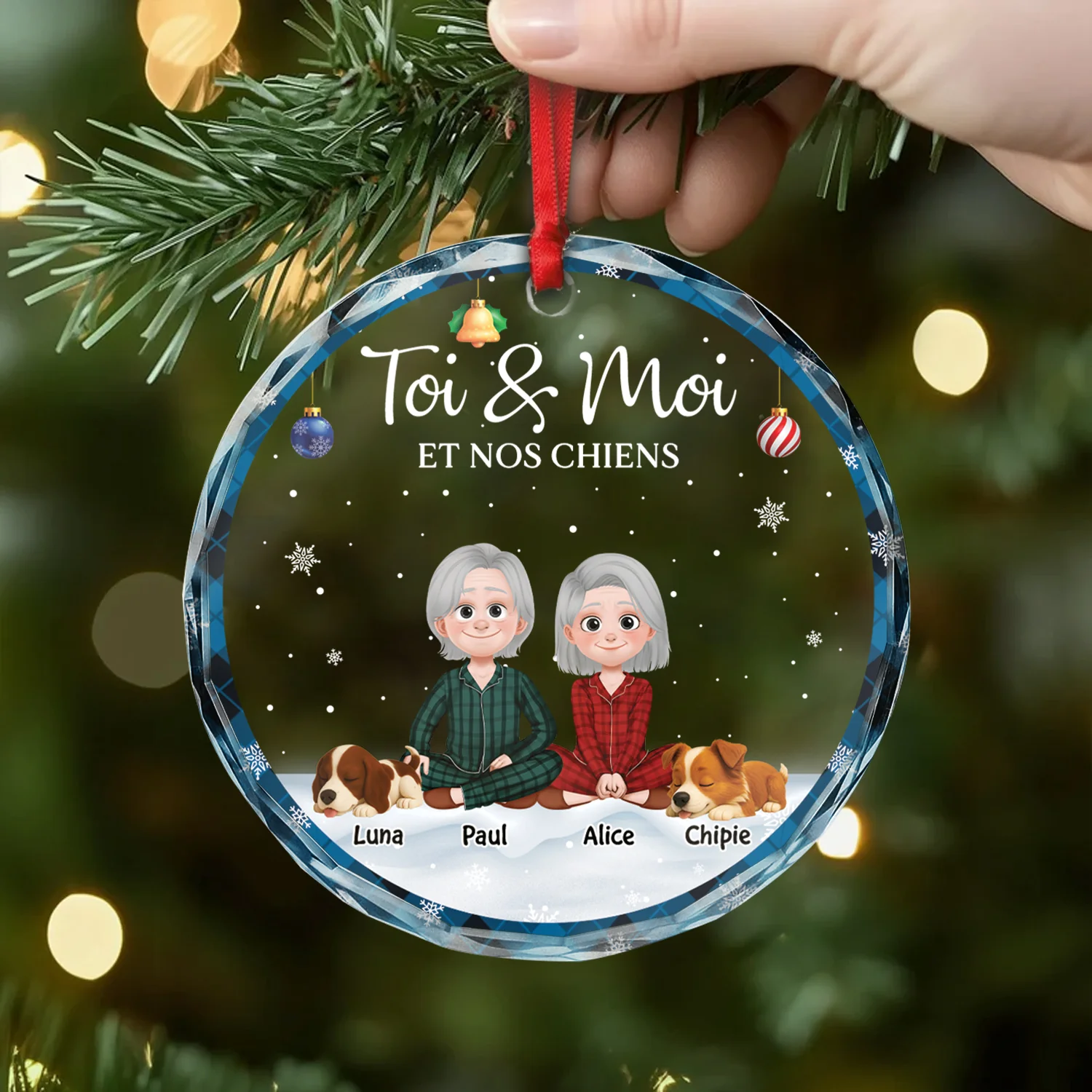 Ornement En Verre Personnalisé - Toi Et Moi Et Notre Chien - Image 2