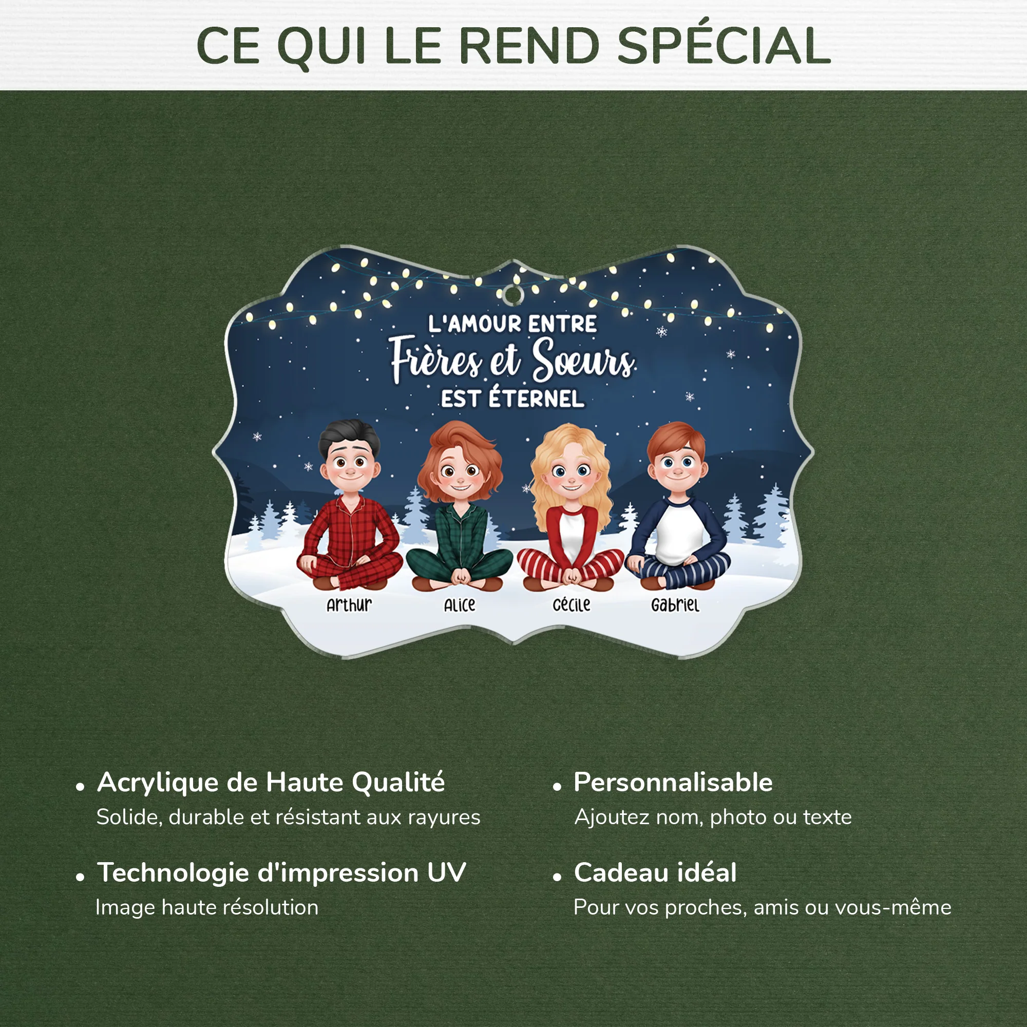 Ornement Noël Acrylique Personnalisé - Amour Entre Frères Et Sœurs - Image 4