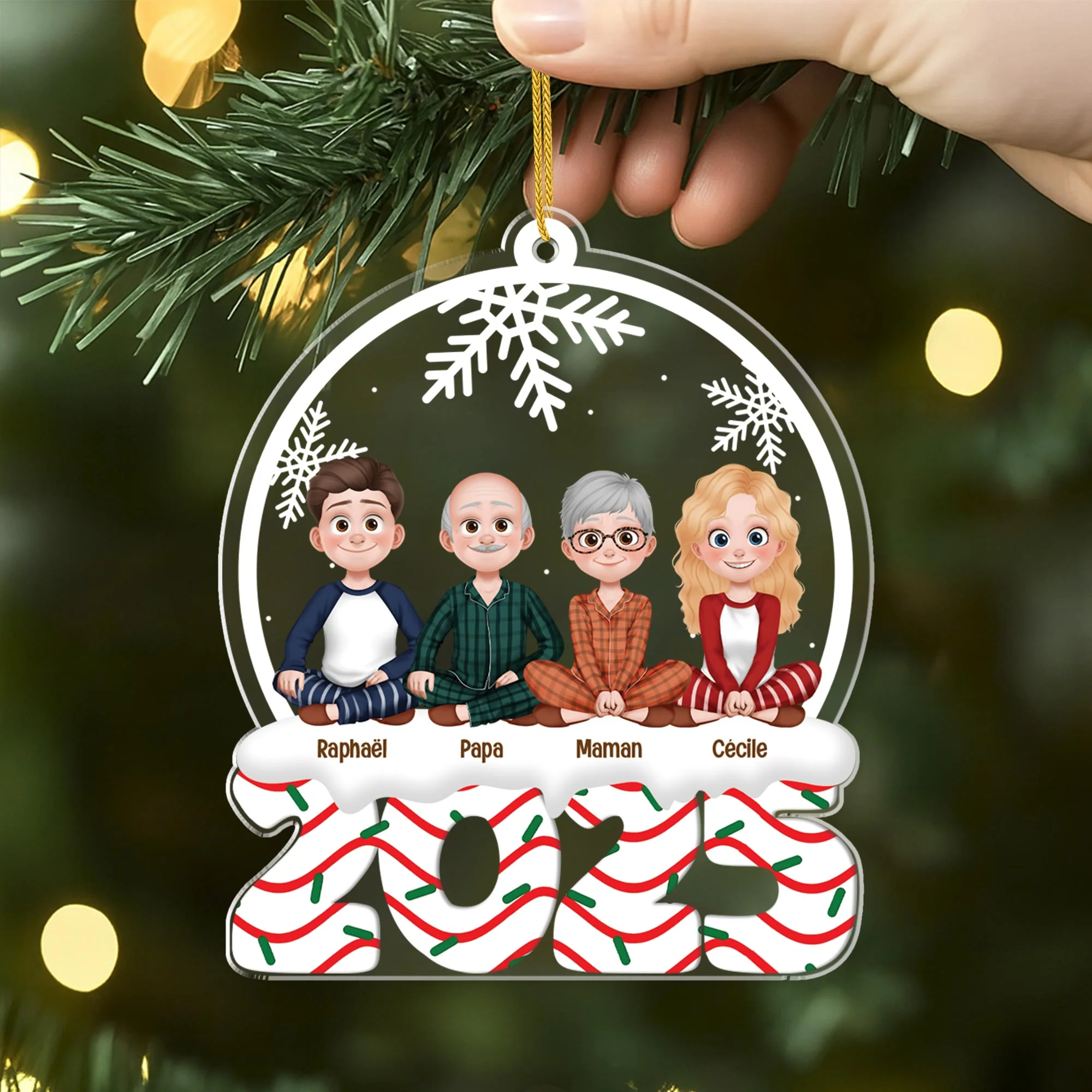 Ornement Noël Acrylique Personnalisé Avec Animal - Notre Boule À Neige De Famille - Image 2