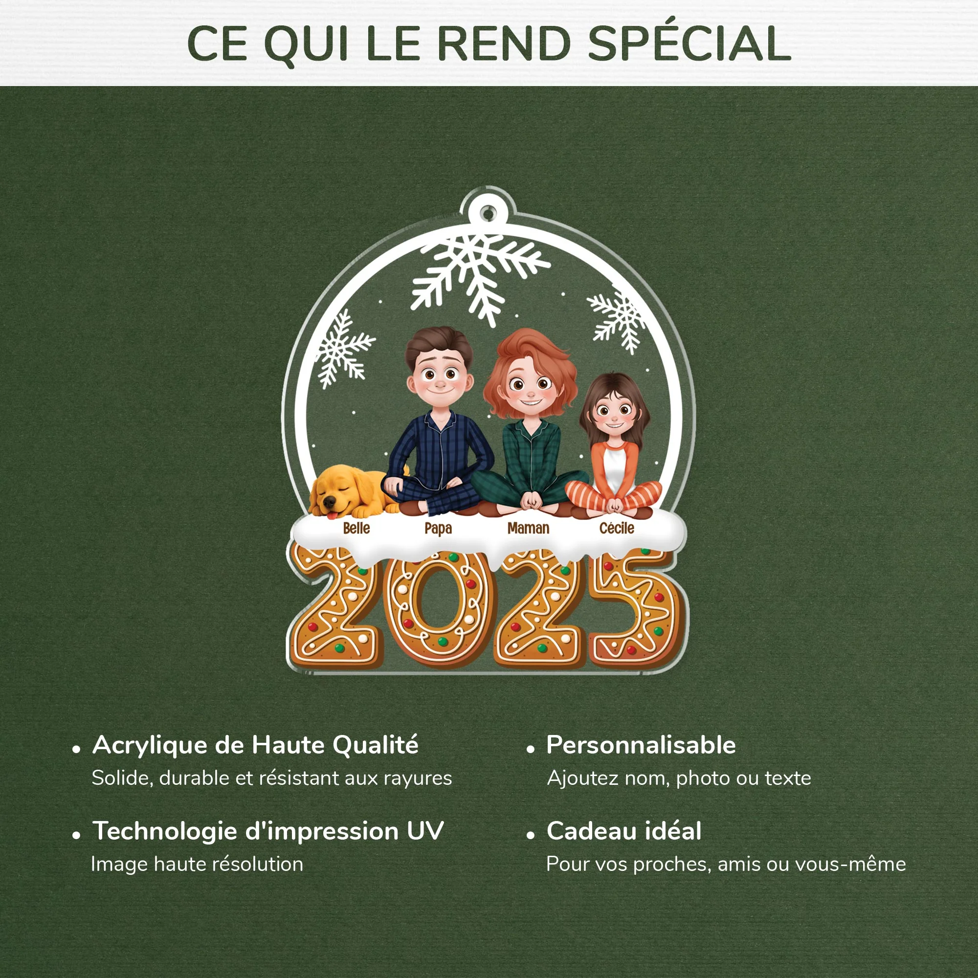 Ornement Noël Acrylique Personnalisé Avec Animal - Notre Boule À Neige De Famille - Image 4