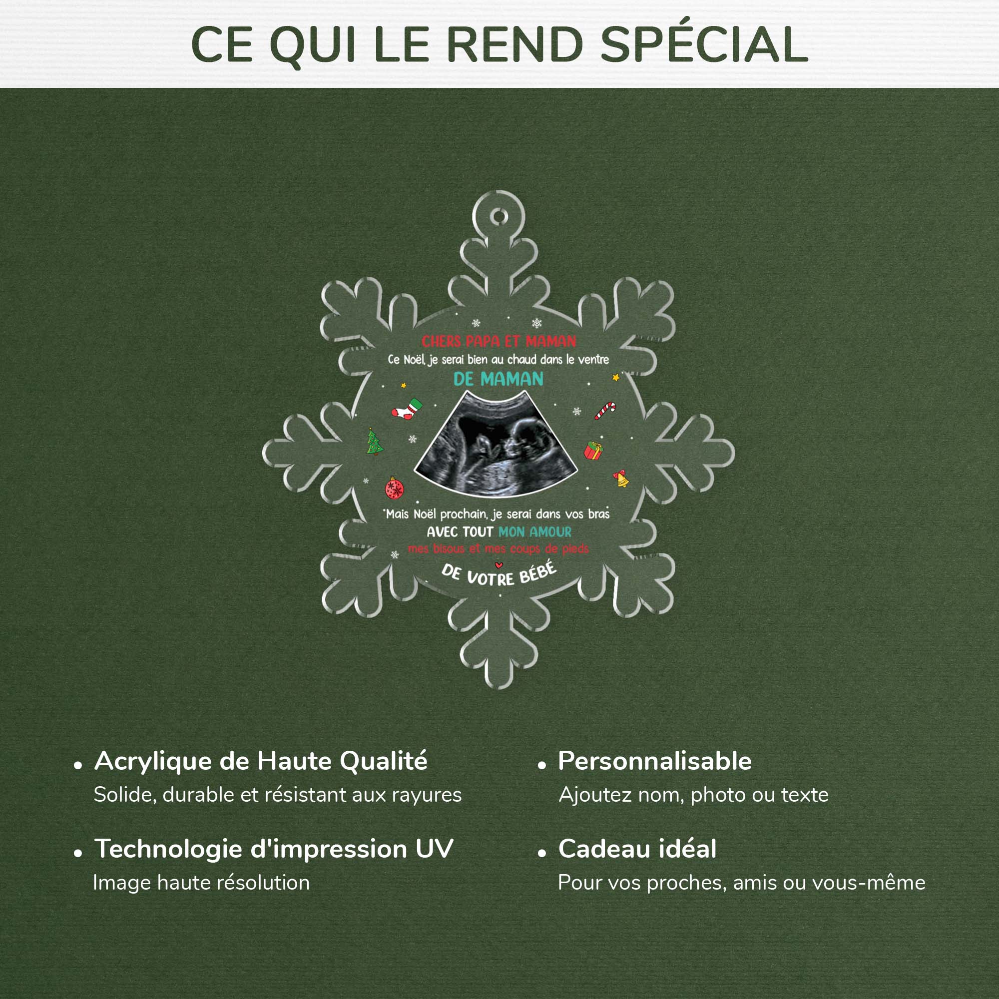 Ornement Noël Acrylique Personnalisé Avec Photo - Chers Papa et Maman - Image 4