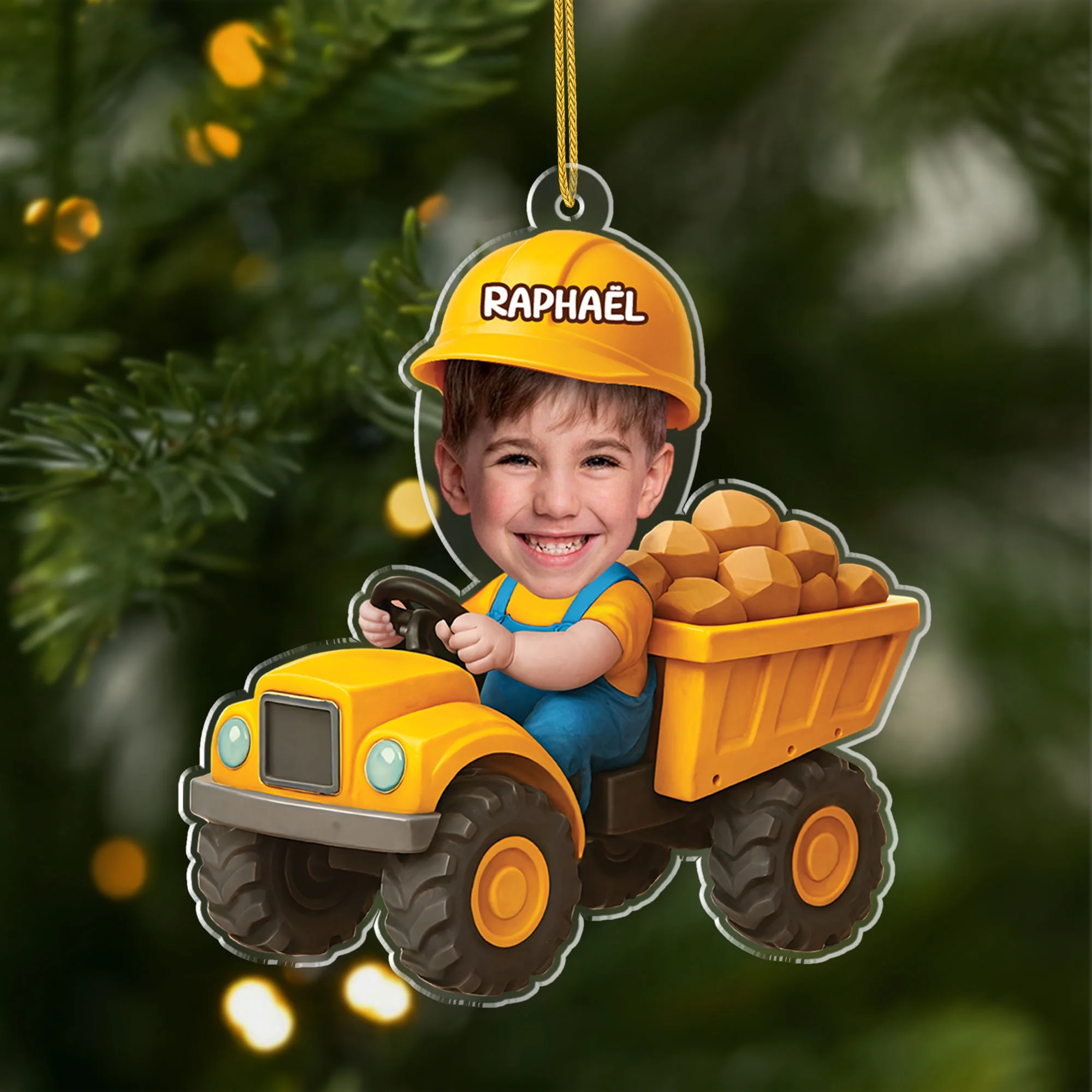 Ornement Noël Acrylique Personnalisé Avec Photo - Enfant Conducteur