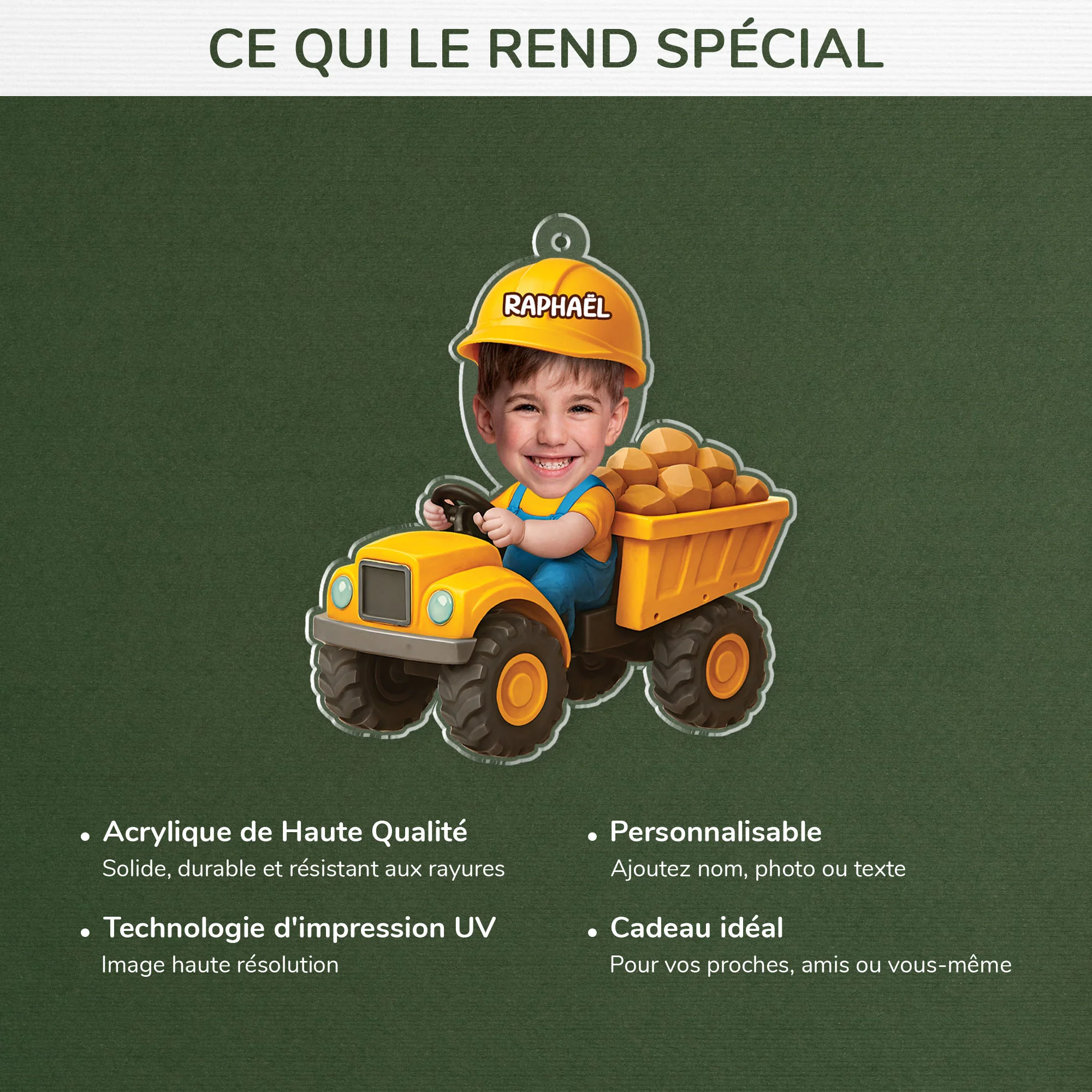 Ornement Noël Acrylique Personnalisé Avec Photo - Enfant Conducteur - Image 4