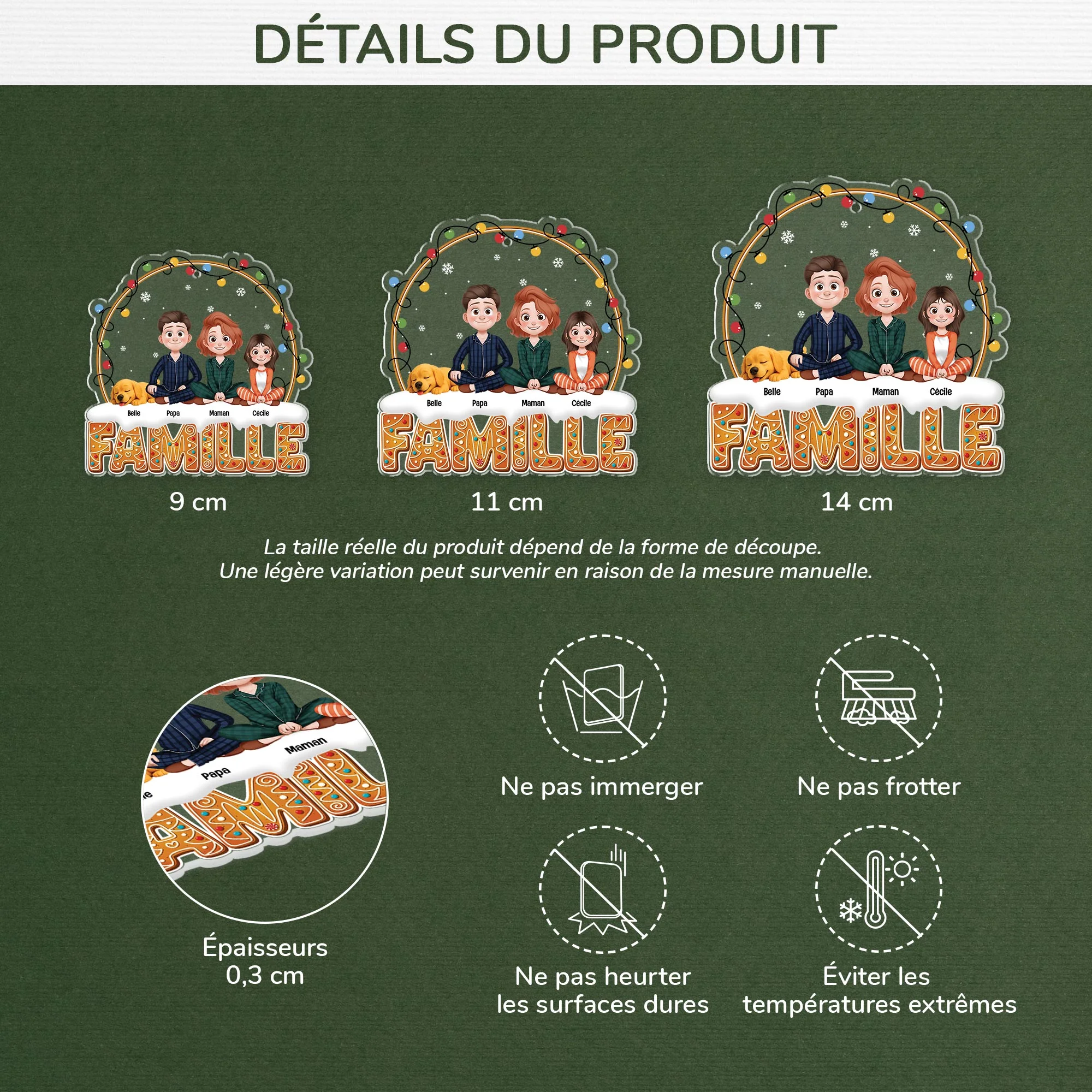Ornement Noël Acrylique Personnalisé Avec Photo - La Famille Pour Toujours - Image 3
