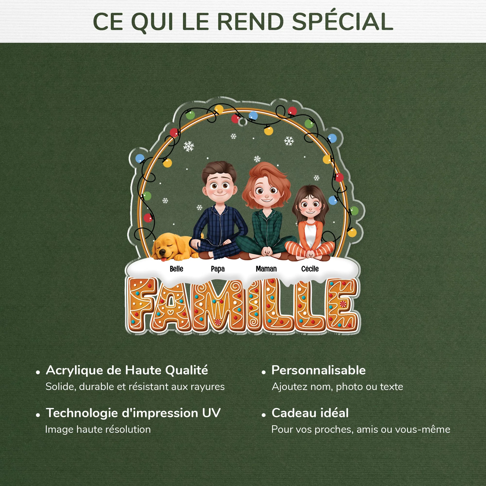 Ornement Noël Acrylique Personnalisé Avec Photo - La Famille Pour Toujours - Image 4