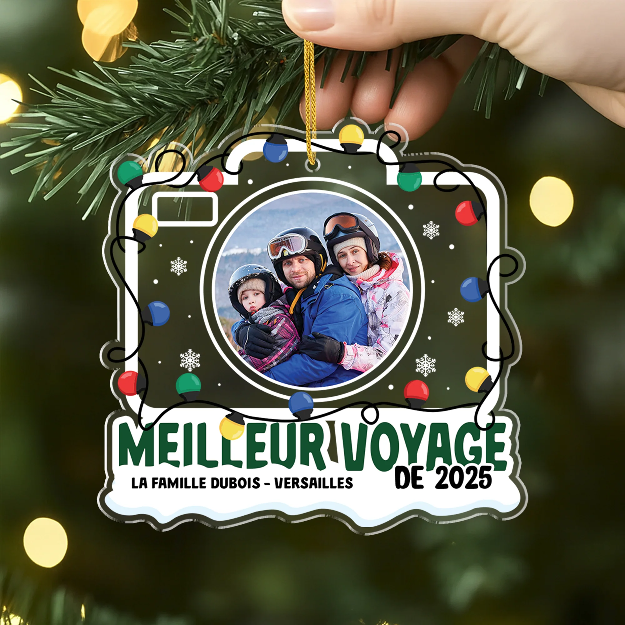 Ornement Noël Acrylique Personnalisé Avec Photo - Notre Meilleur Voyage De Famille - Image 2