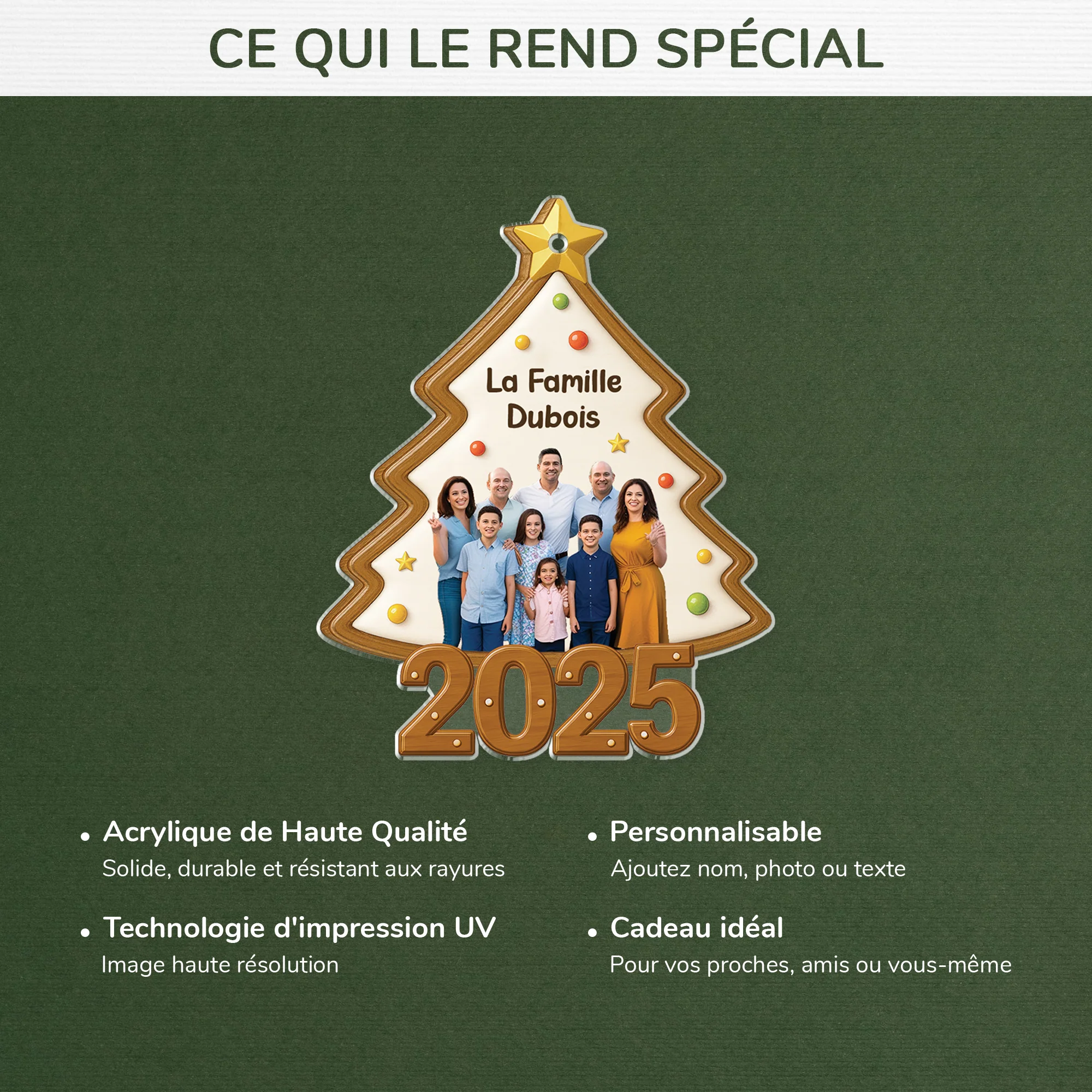 Ornement Noël Acrylique Personnalisé Avec Photo - Sapin De La Famille - Image 4