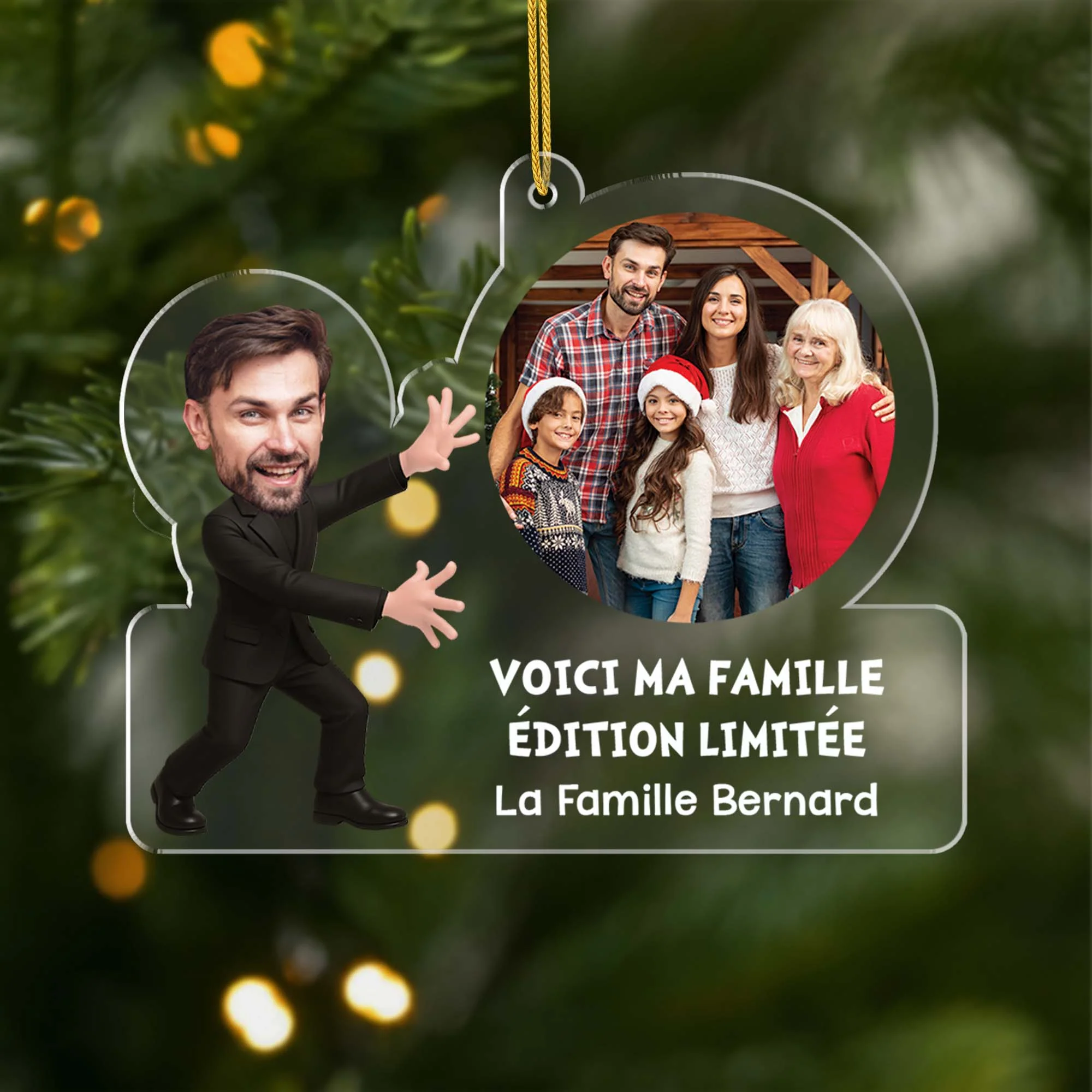 Ornement Noël Acrylique Personnalisé Avec Photo - Voici Ma Famille