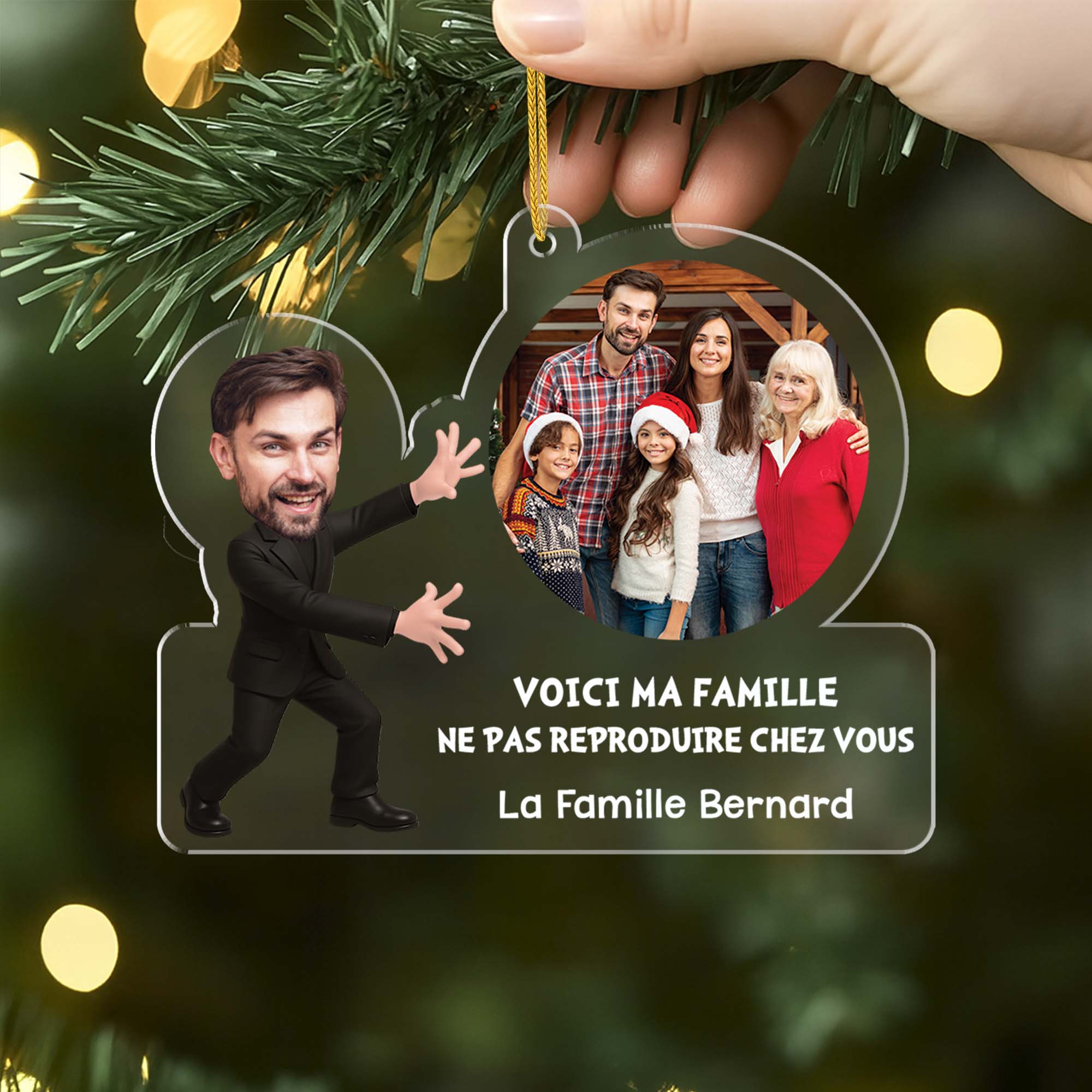 Ornement Noël Acrylique Personnalisé Avec Photo - Voici Ma Famille - Image 2