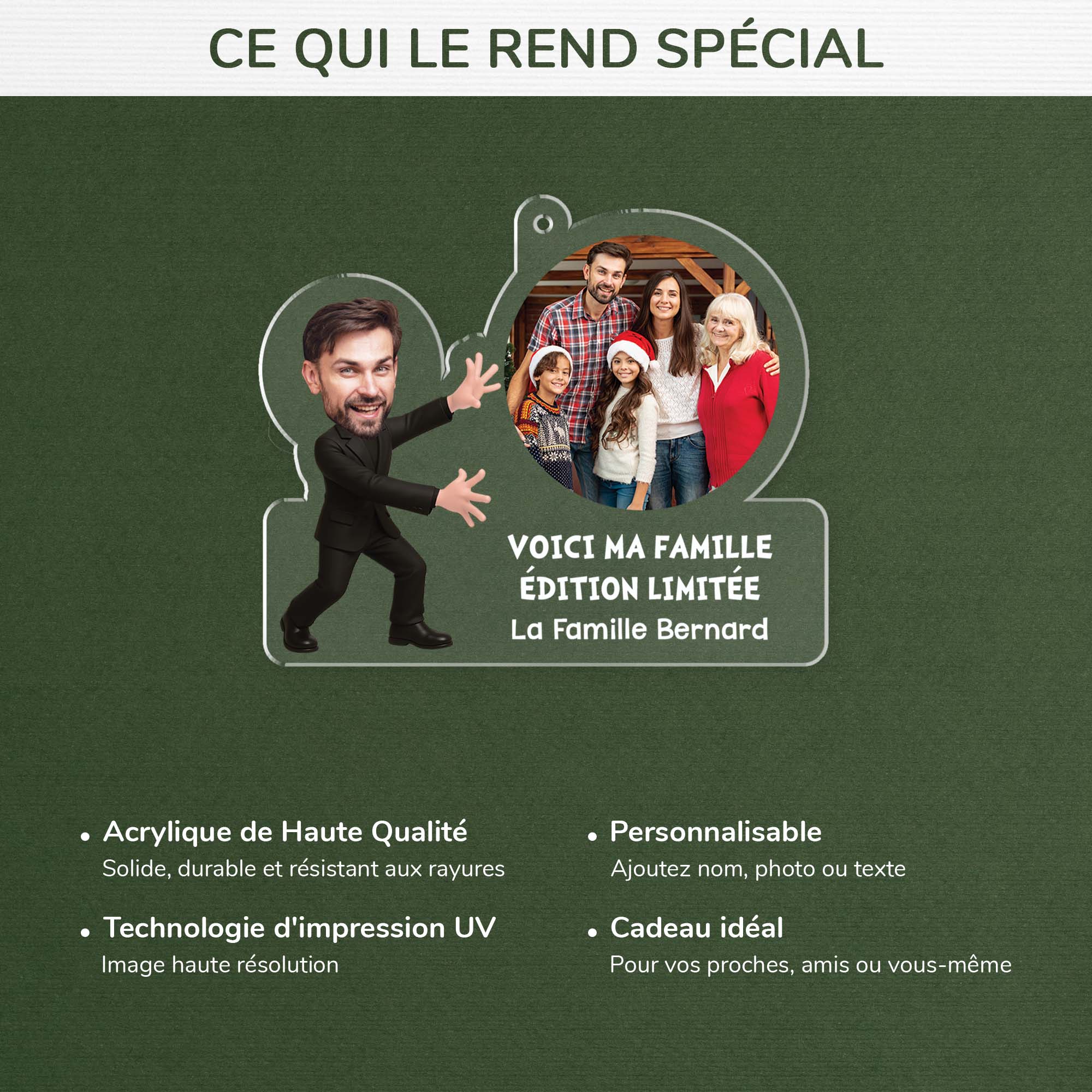 Ornement Noël Acrylique Personnalisé Avec Photo - Voici Ma Famille - Image 4