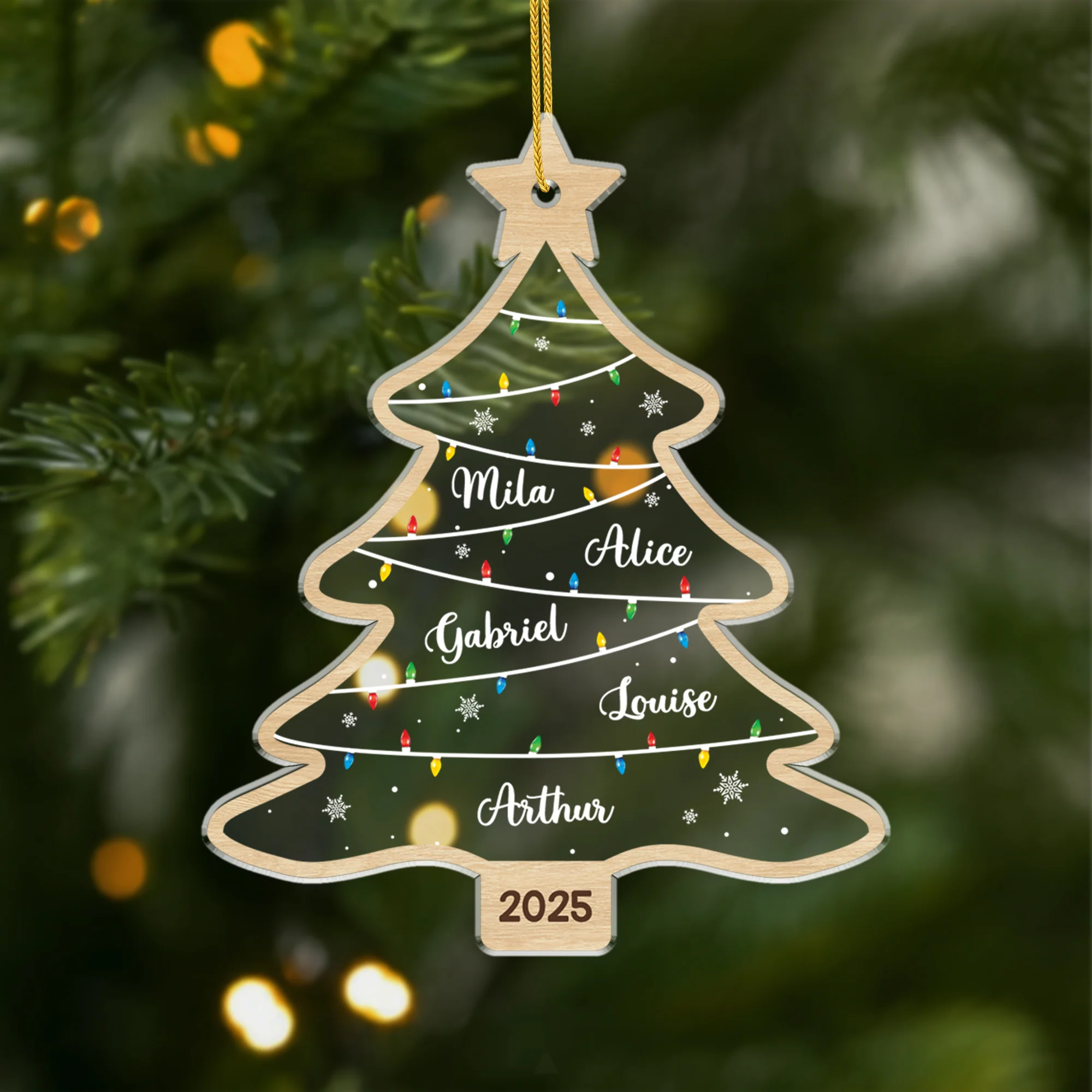 Ornement Noël Acrylique Personnalisé - Notre Sapin De Famille