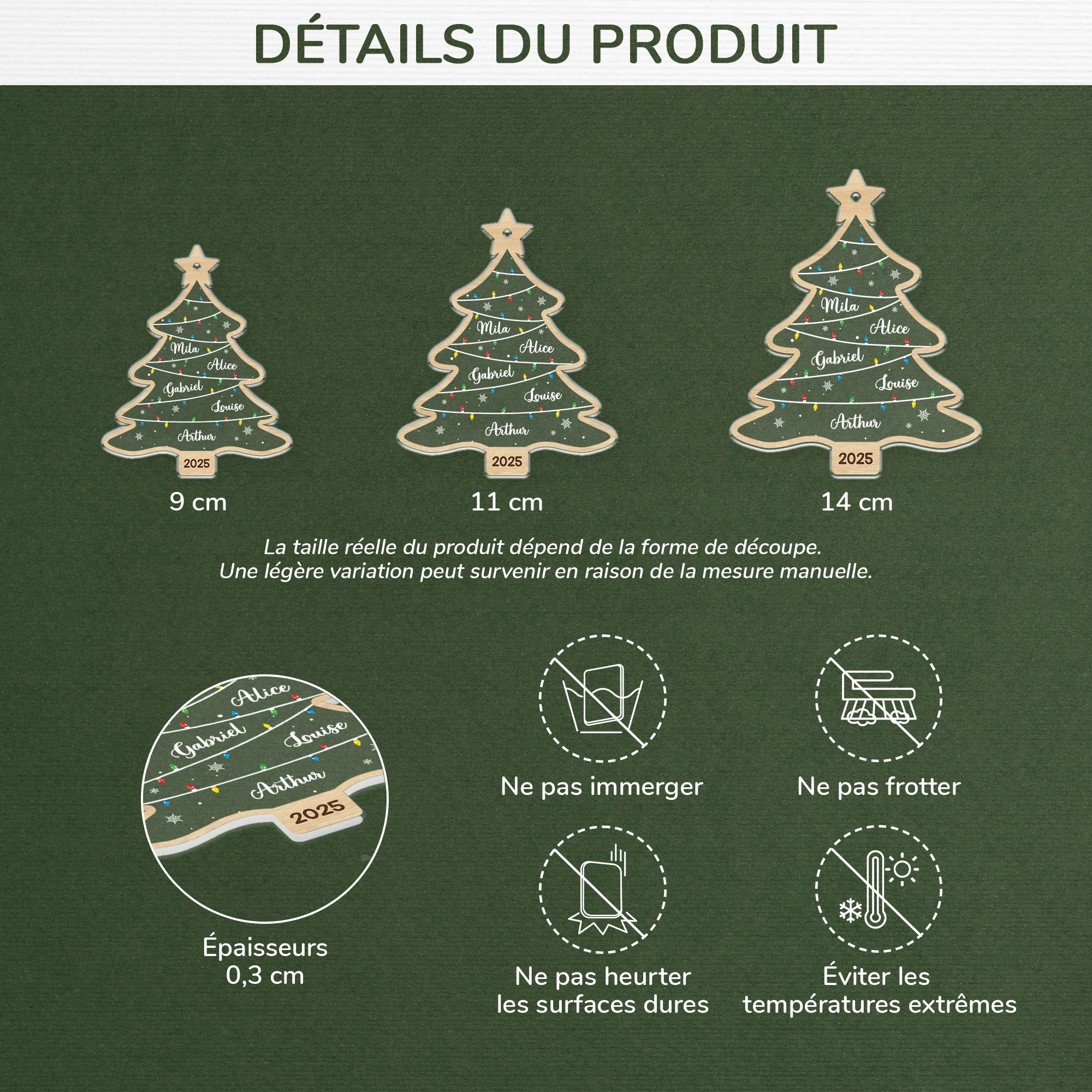 Ornement Noël Acrylique Personnalisé - Notre Sapin De Famille - Image 3