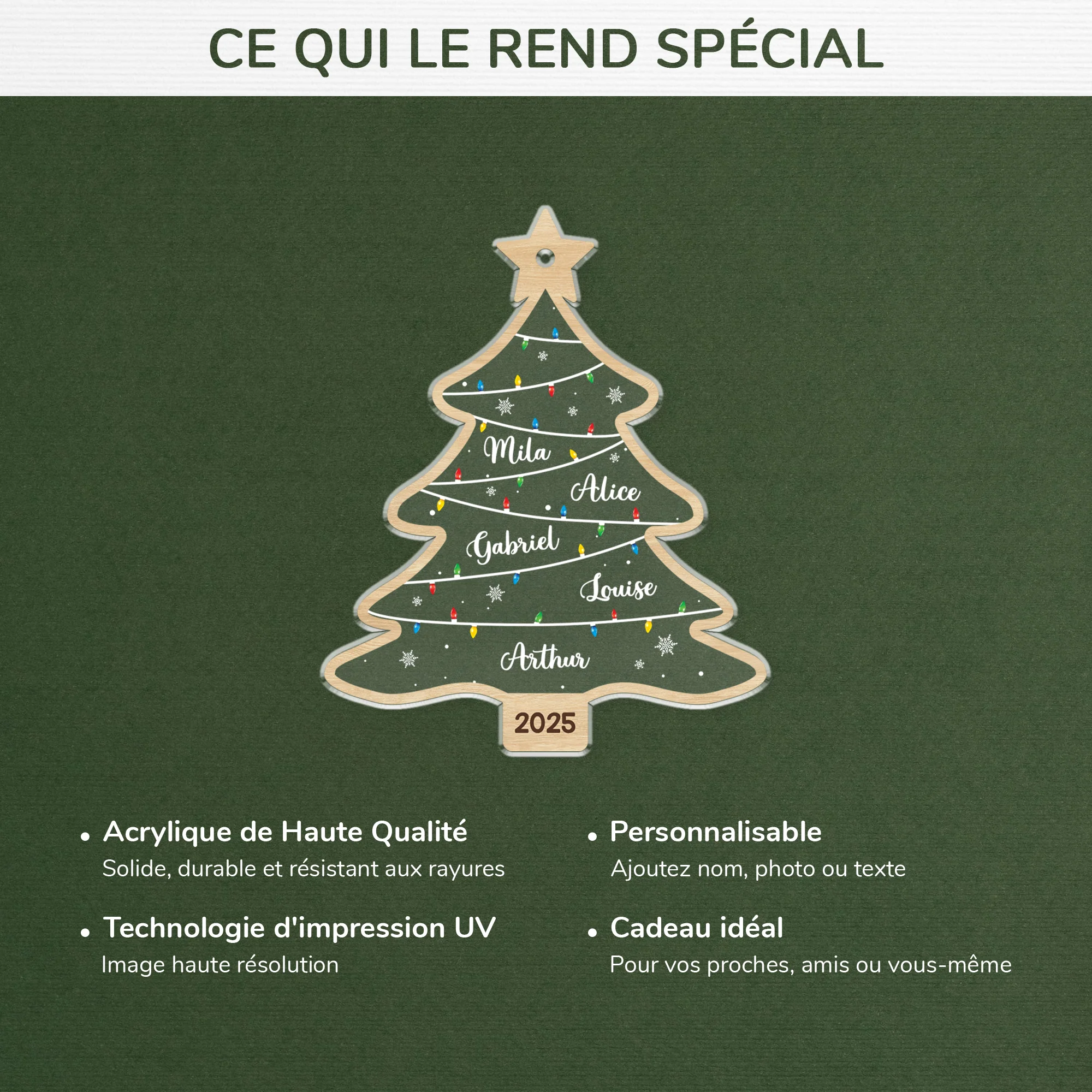 Ornement Noël Acrylique Personnalisé - Notre Sapin De Famille - Image 4