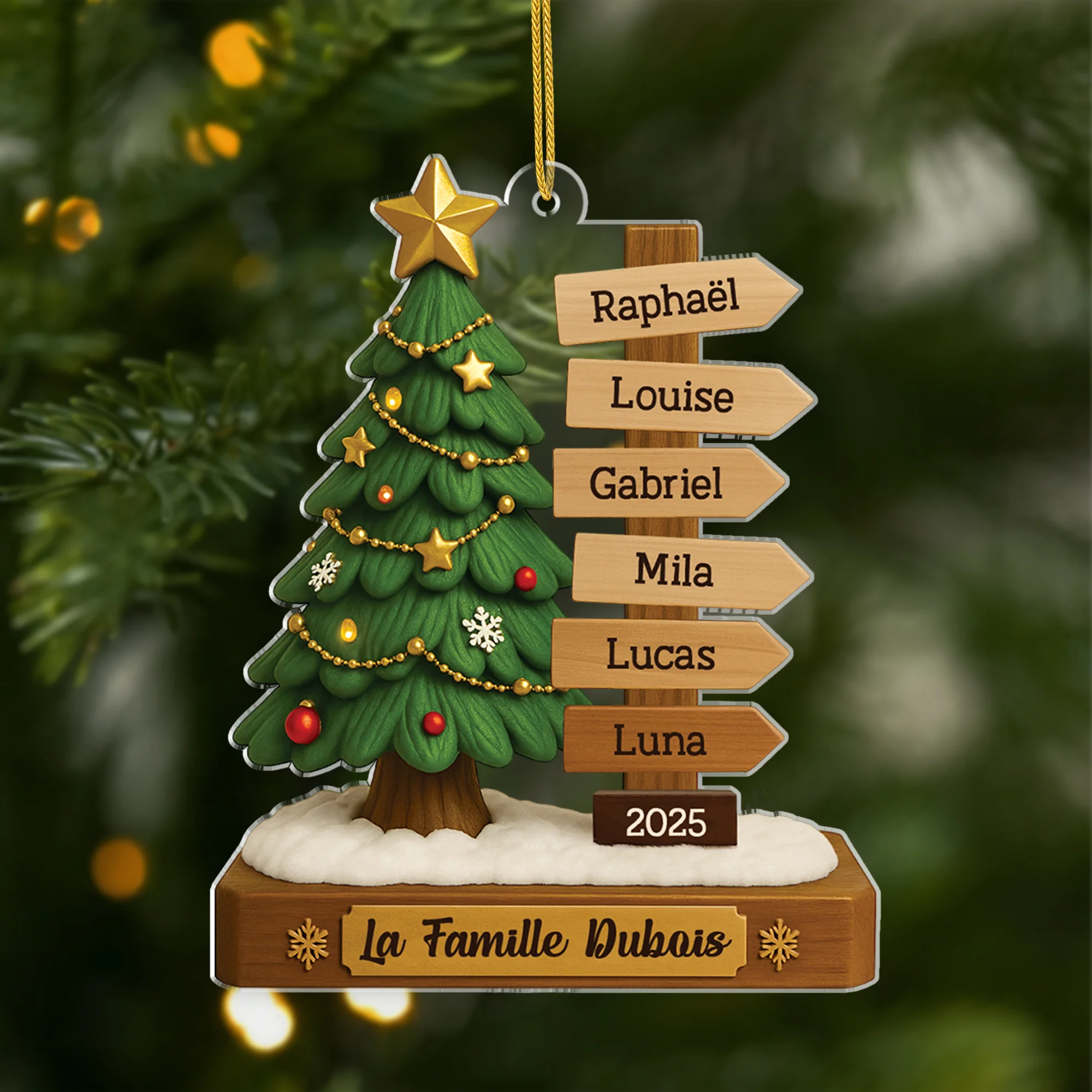 Ornement Noël Acrylique Personnalisé Avec Prénom - Notre Sapin De Noël Famille
