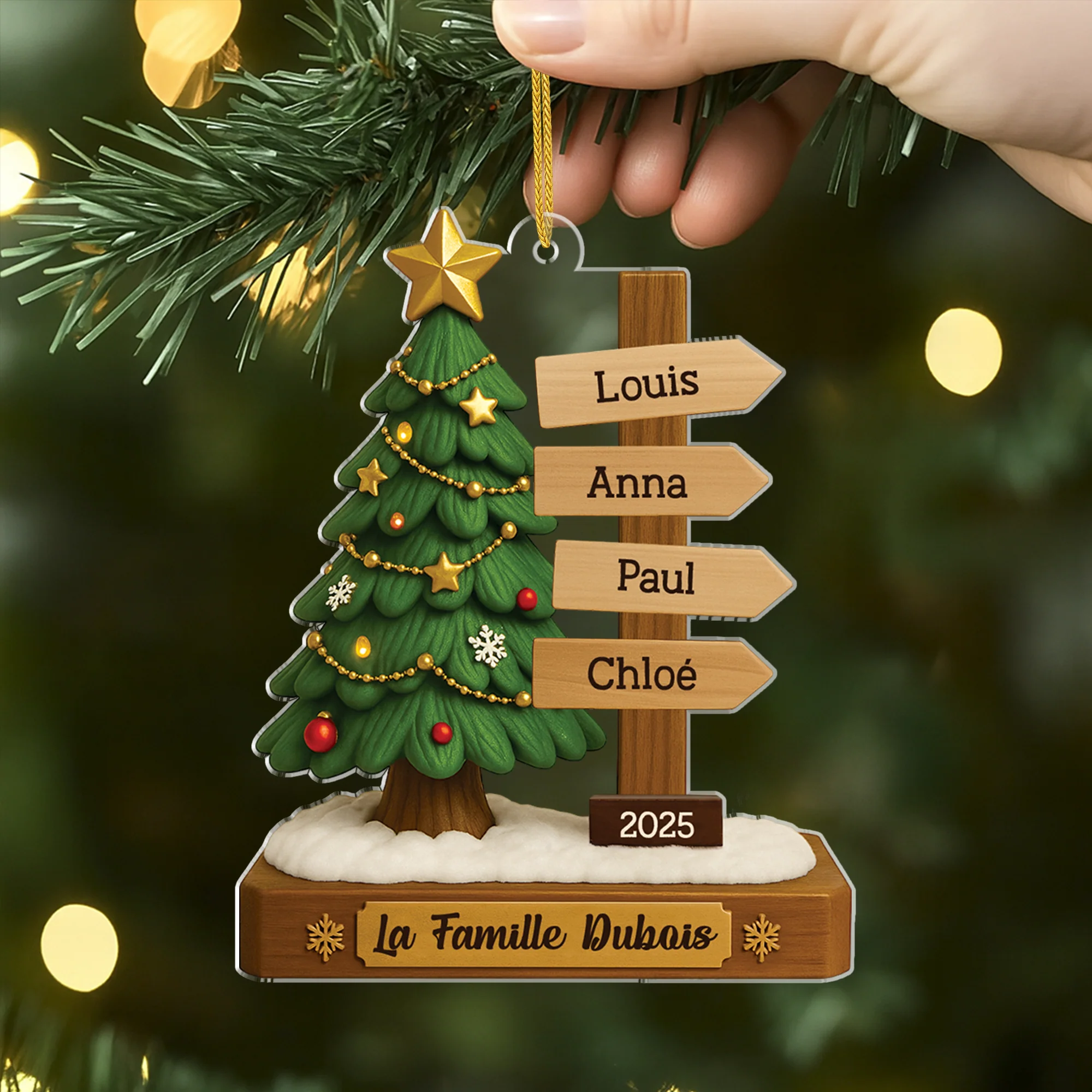 Ornement Noël Acrylique Personnalisé Avec Prénom - Notre Sapin De Noël Famille - Image 2