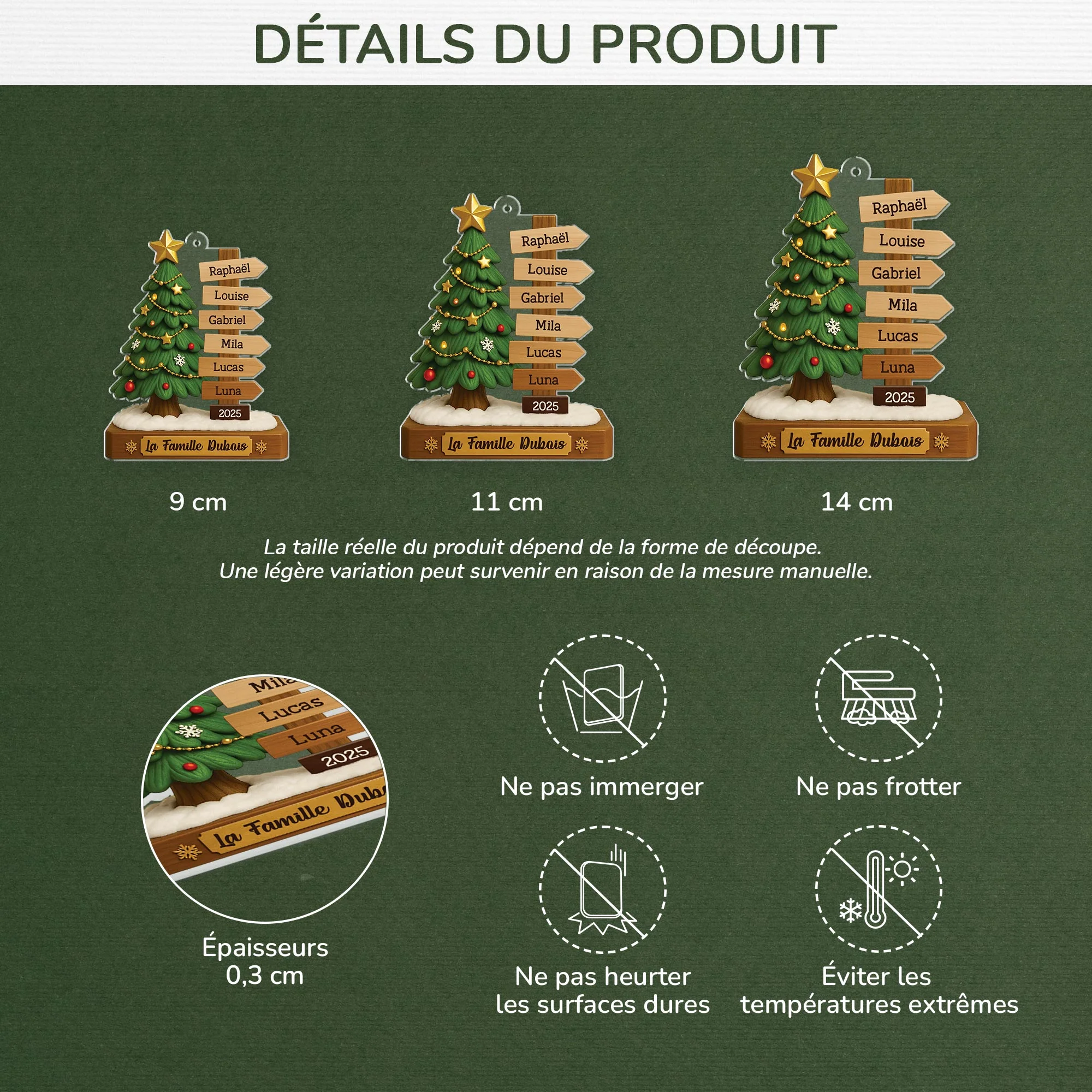 Ornement Noël Acrylique Personnalisé Avec Prénom - Notre Sapin De Noël Famille - Image 3