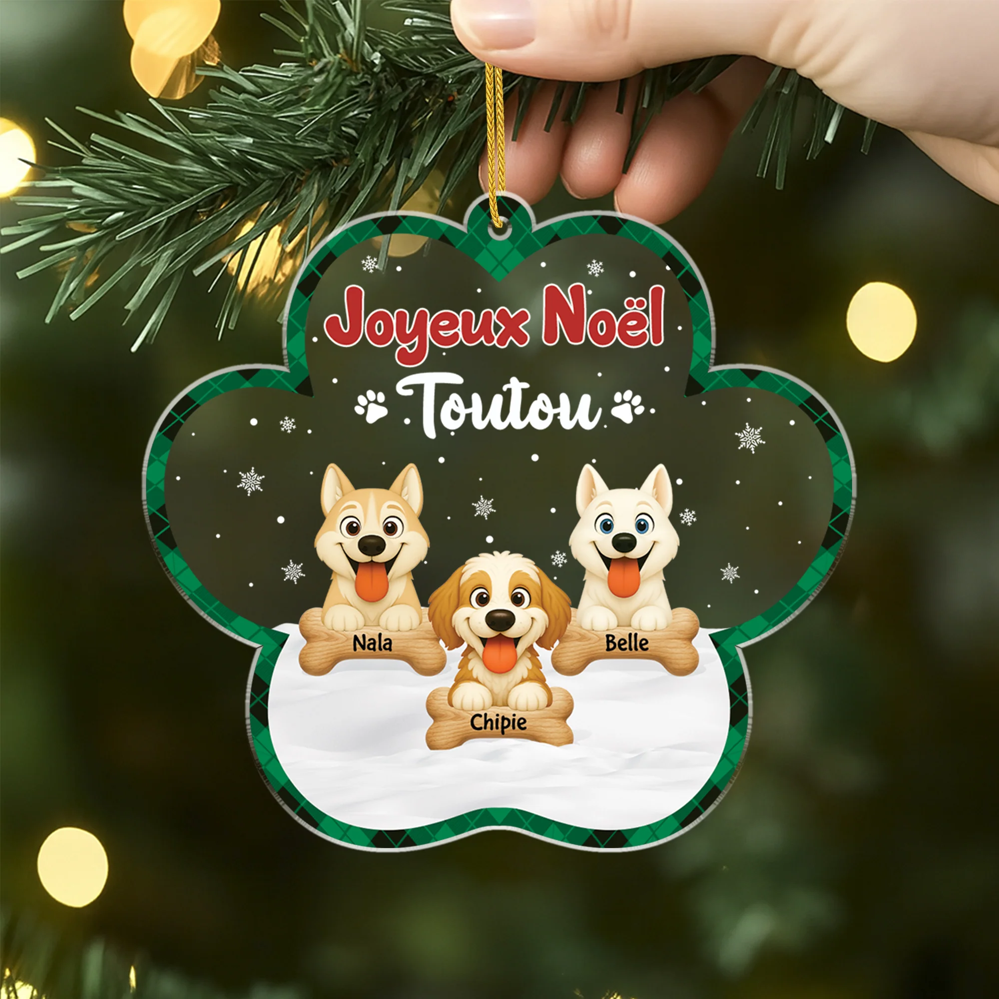 Ornement Noël Acrylique Personnalisé Chien - Joyeux Noël Toutou - Image 2