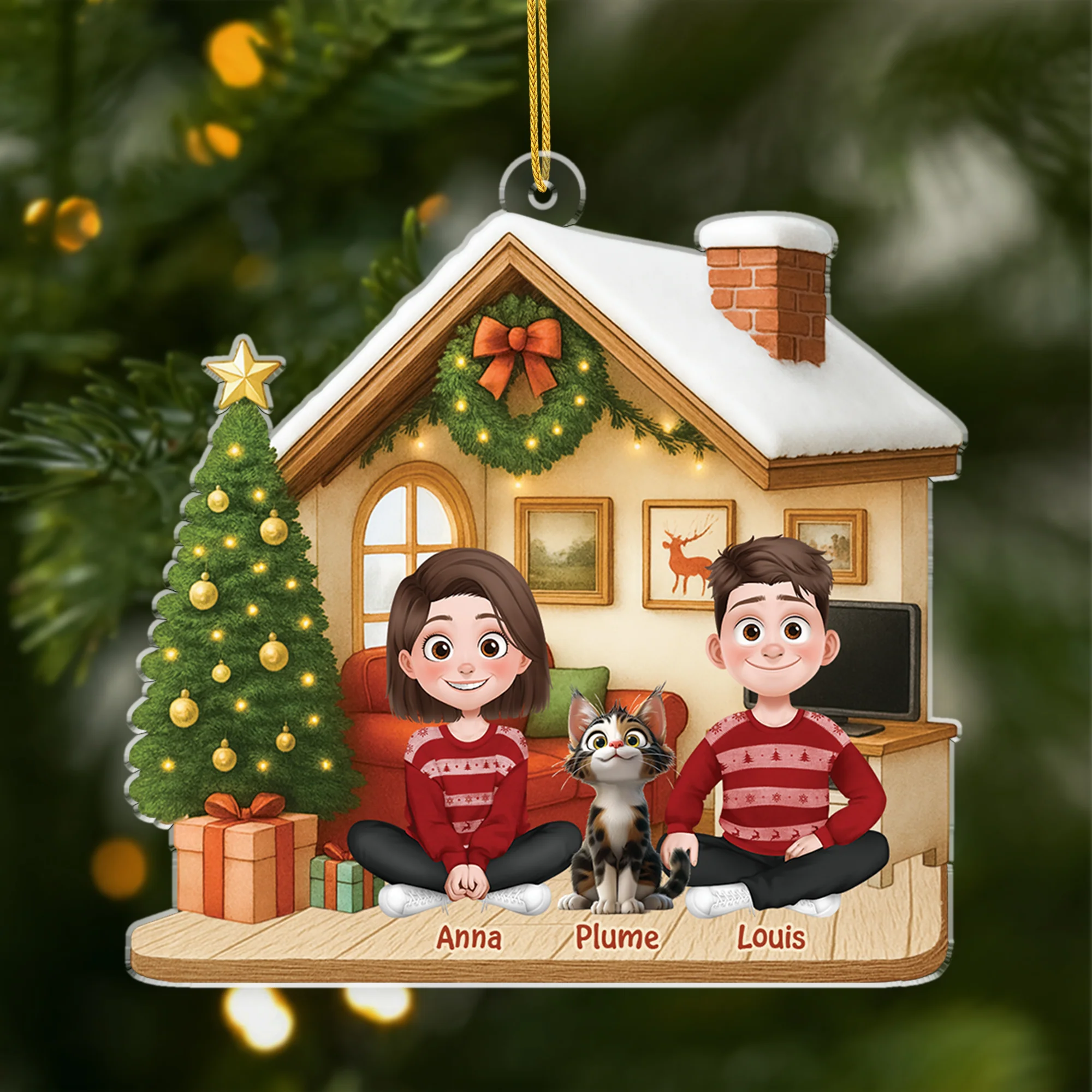 Ornement Noël Acrylique Personnalisé Couple - Notre Chat Et Nous