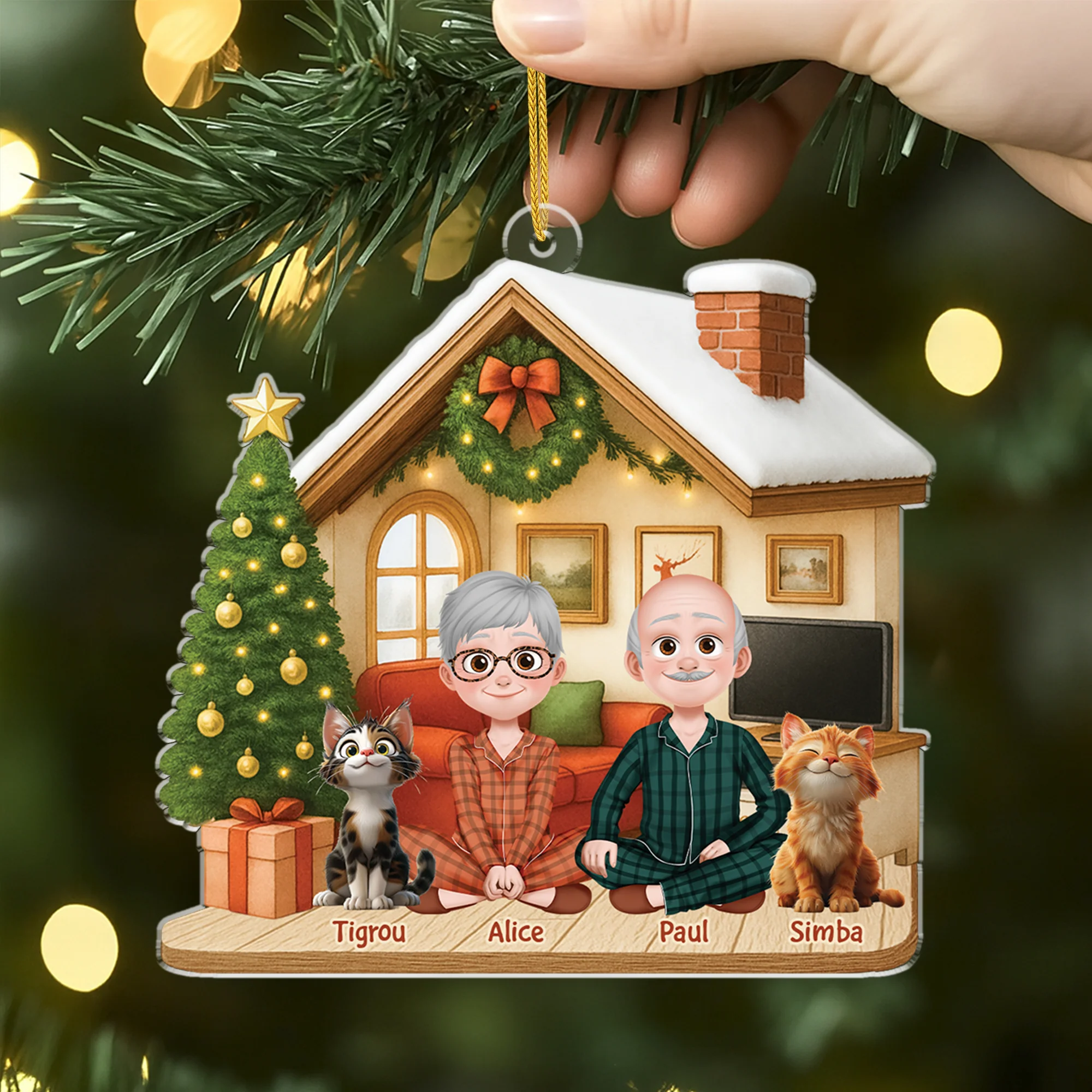 Ornement Noël Acrylique Personnalisé Couple - Notre Chat Et Nous - Image 2