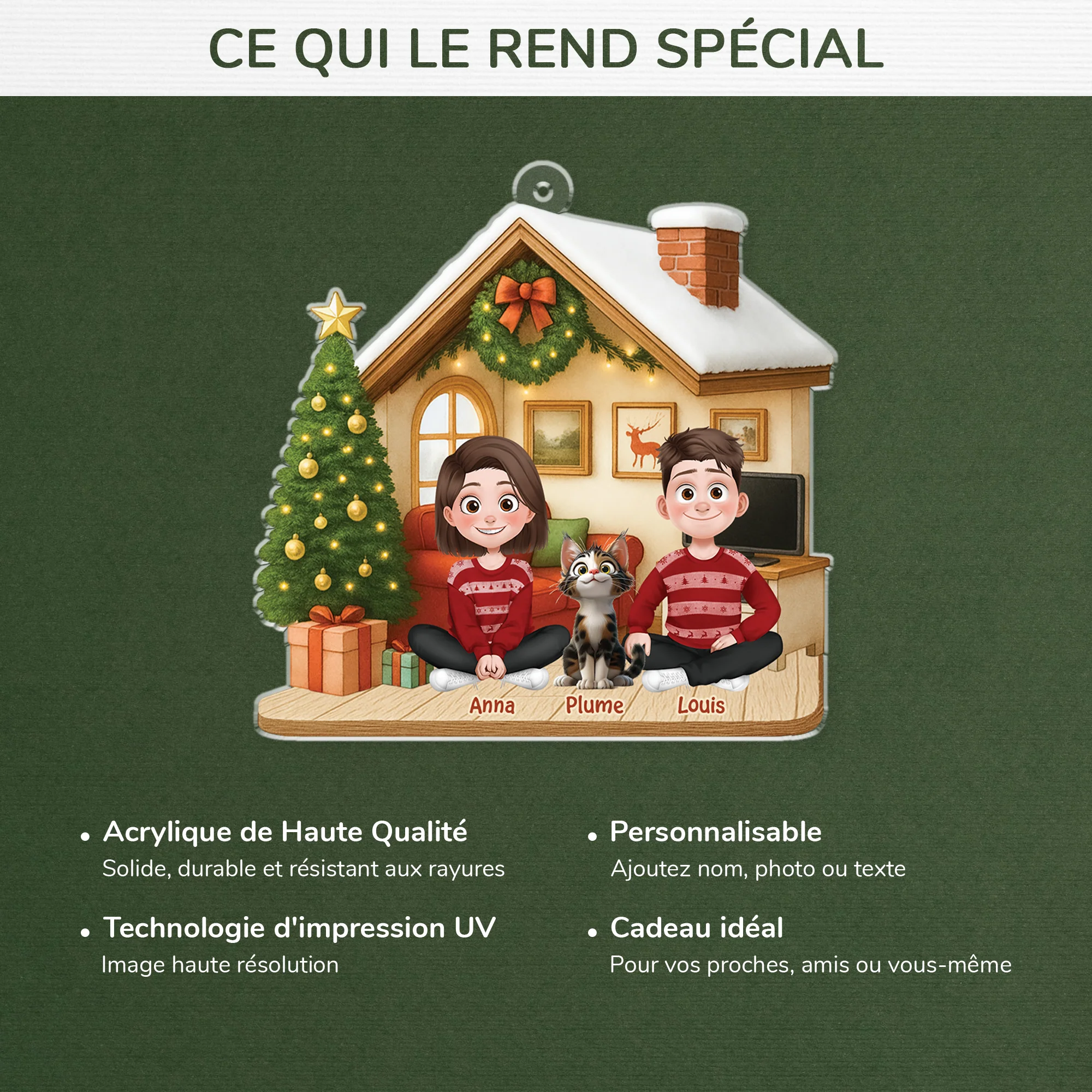 Ornement Noël Acrylique Personnalisé Couple - Notre Chat Et Nous - Image 4