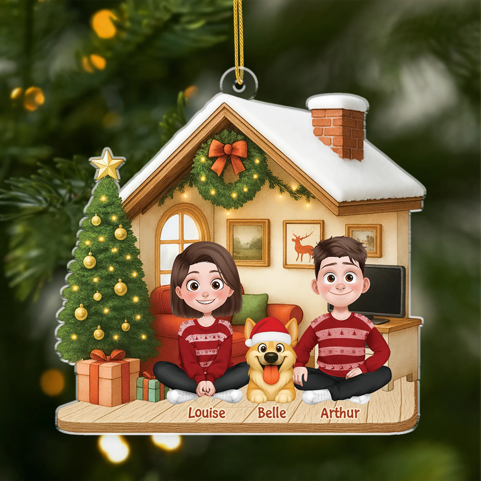 Ornement Noël Acrylique Personnalisé Couple - Notre Chien Et Nous