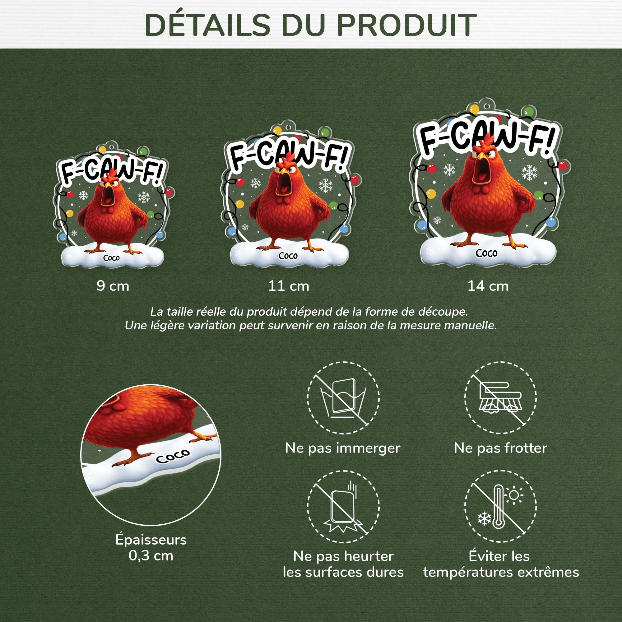 Ornement Noël Acrylique Personnalisé Drôle Pour Femme/Homme - F-Caw-F - Image 3