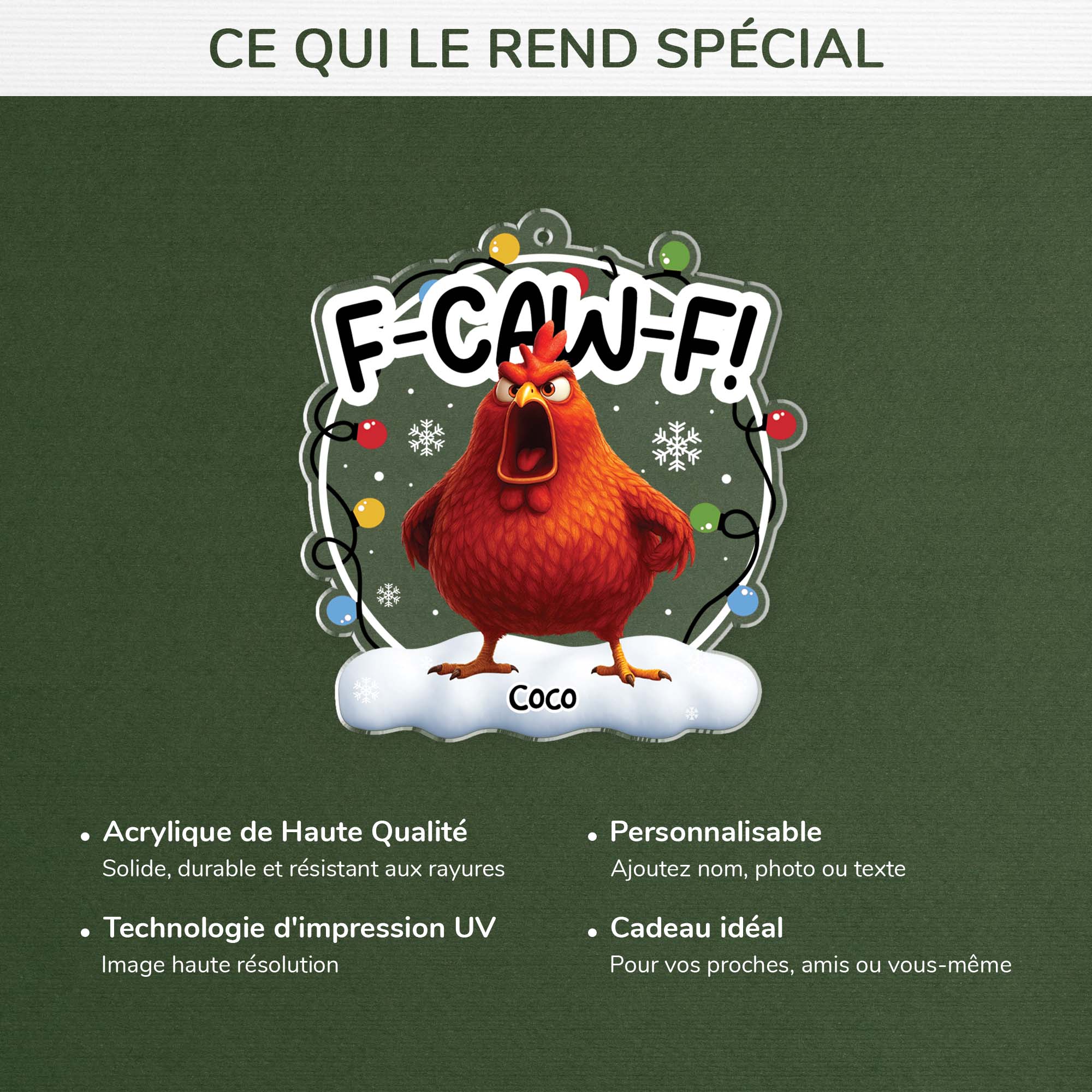 Ornement Noël Acrylique Personnalisé Drôle Pour Femme/Homme - F-Caw-F - Image 4