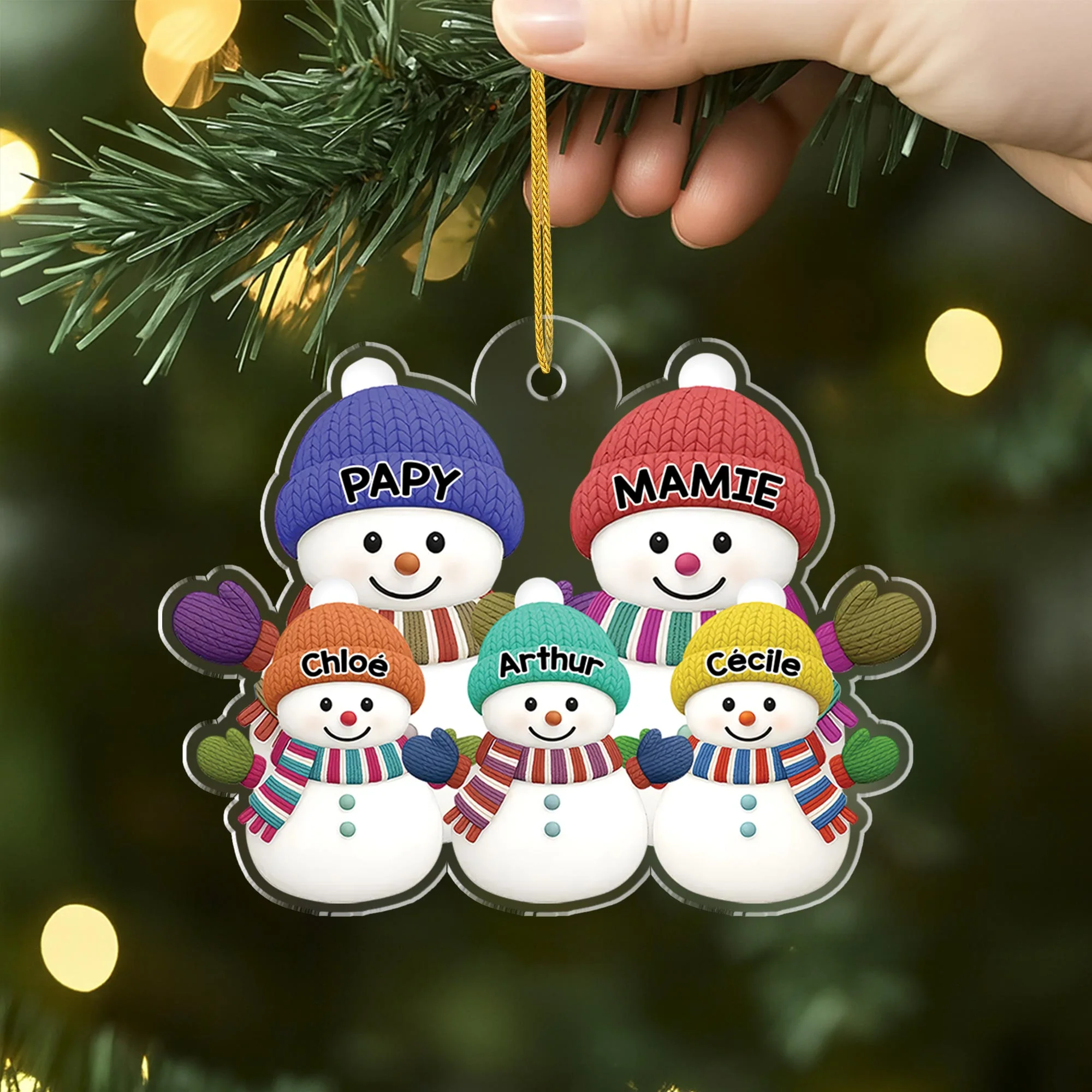 Ornement Noël Acrylique Personnalisé Famille - Ensemble Bonhomme De Neige - Image 2