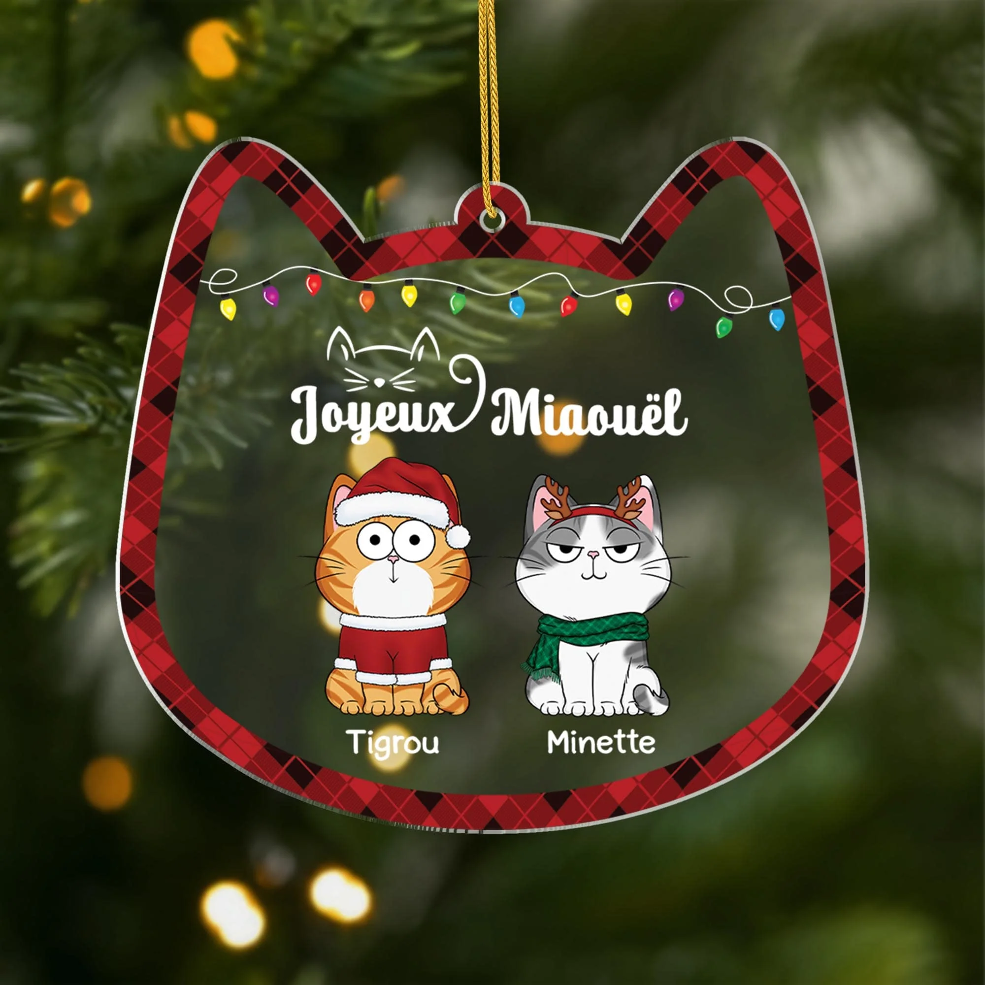 Ornement Noël Acrylique Personnalisé - Joyeux Miaouël