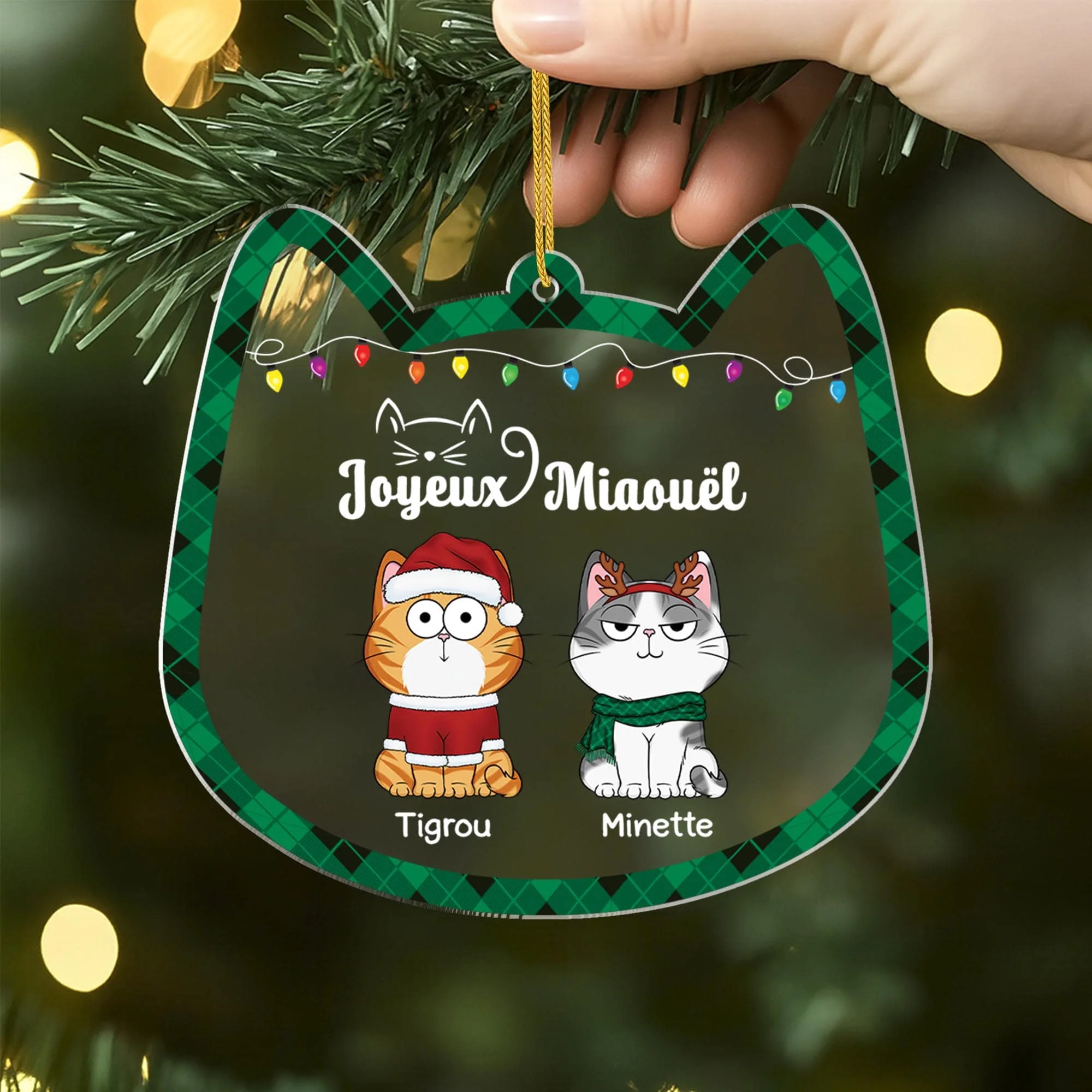Ornement Noël Acrylique Personnalisé - Joyeux Miaouël - Image 2