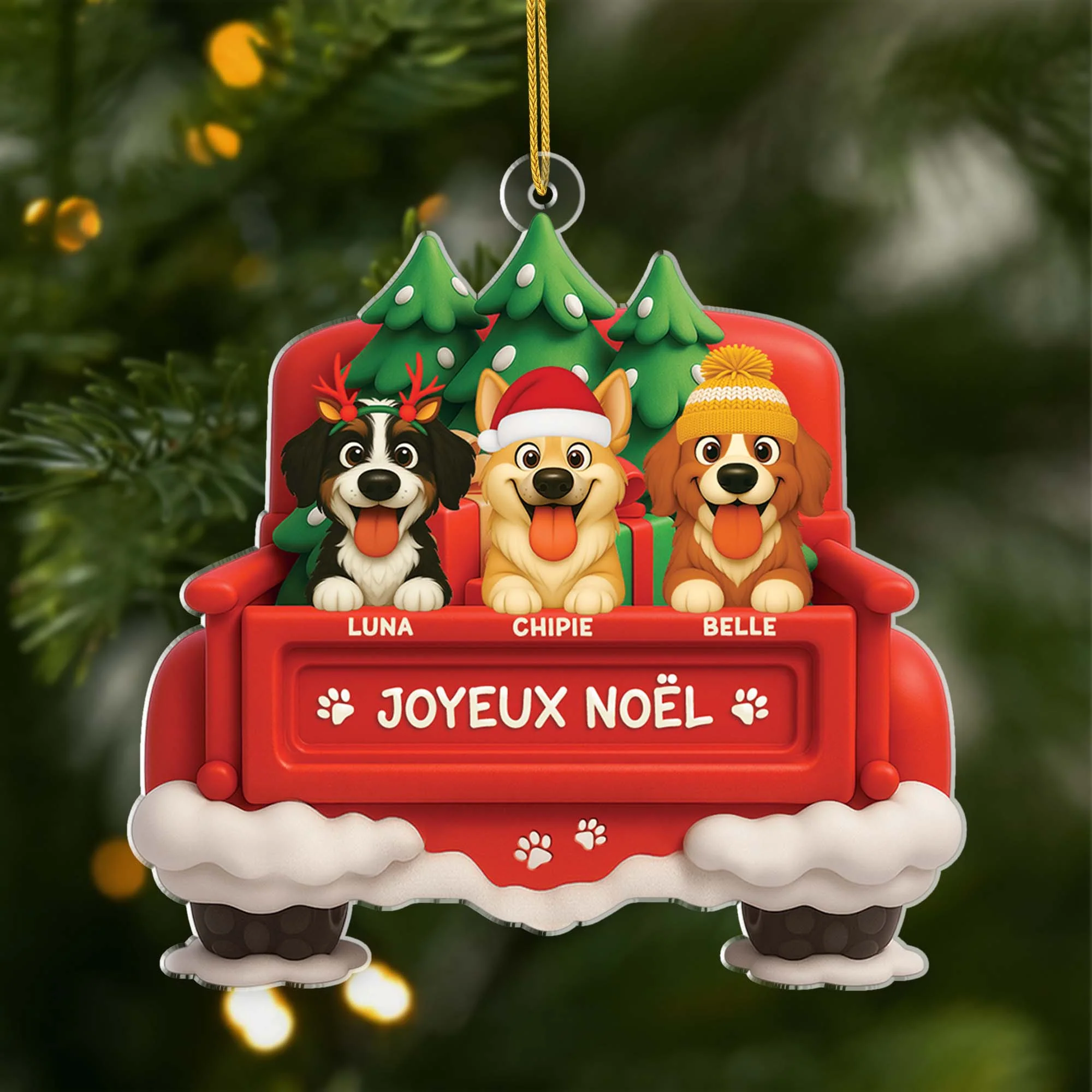 Ornement Noël Acrylique Personnalisé - Joyeux Noël Avec Chien