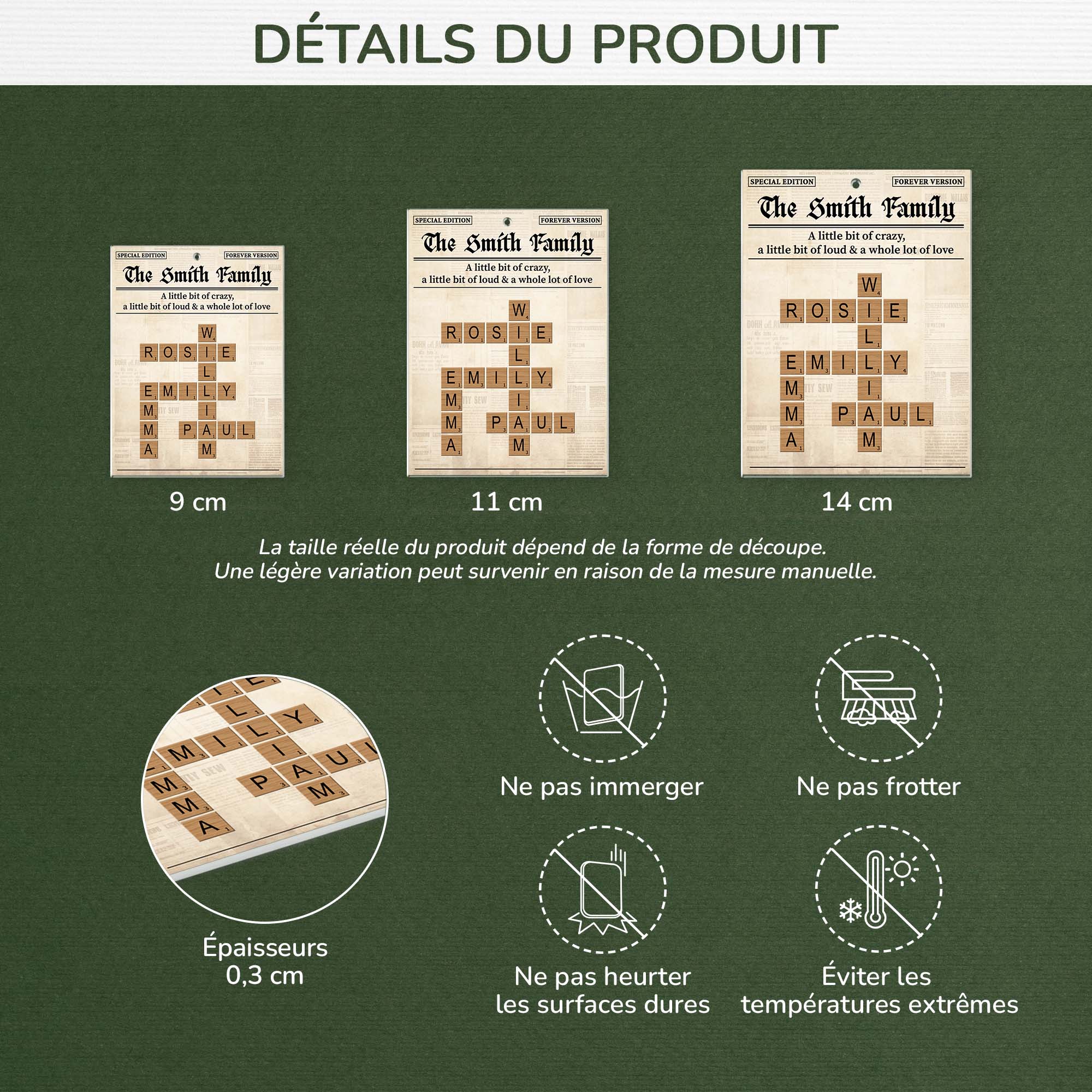 Ornement Noël Acrylique Personnalisé - Le Journal De La Famille Avec Mots-Croisés - Image 3