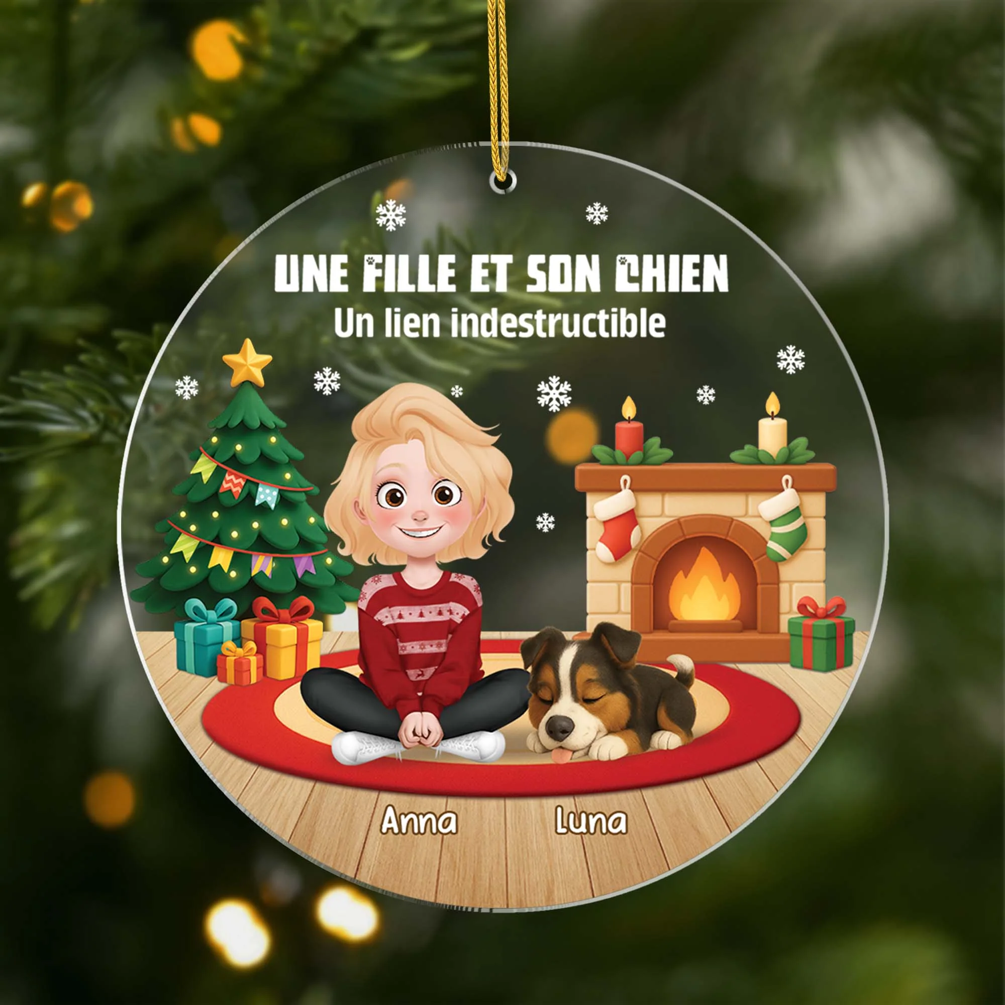 Ornement Noël Acrylique Personnalisé - Moi Et Mon Chien