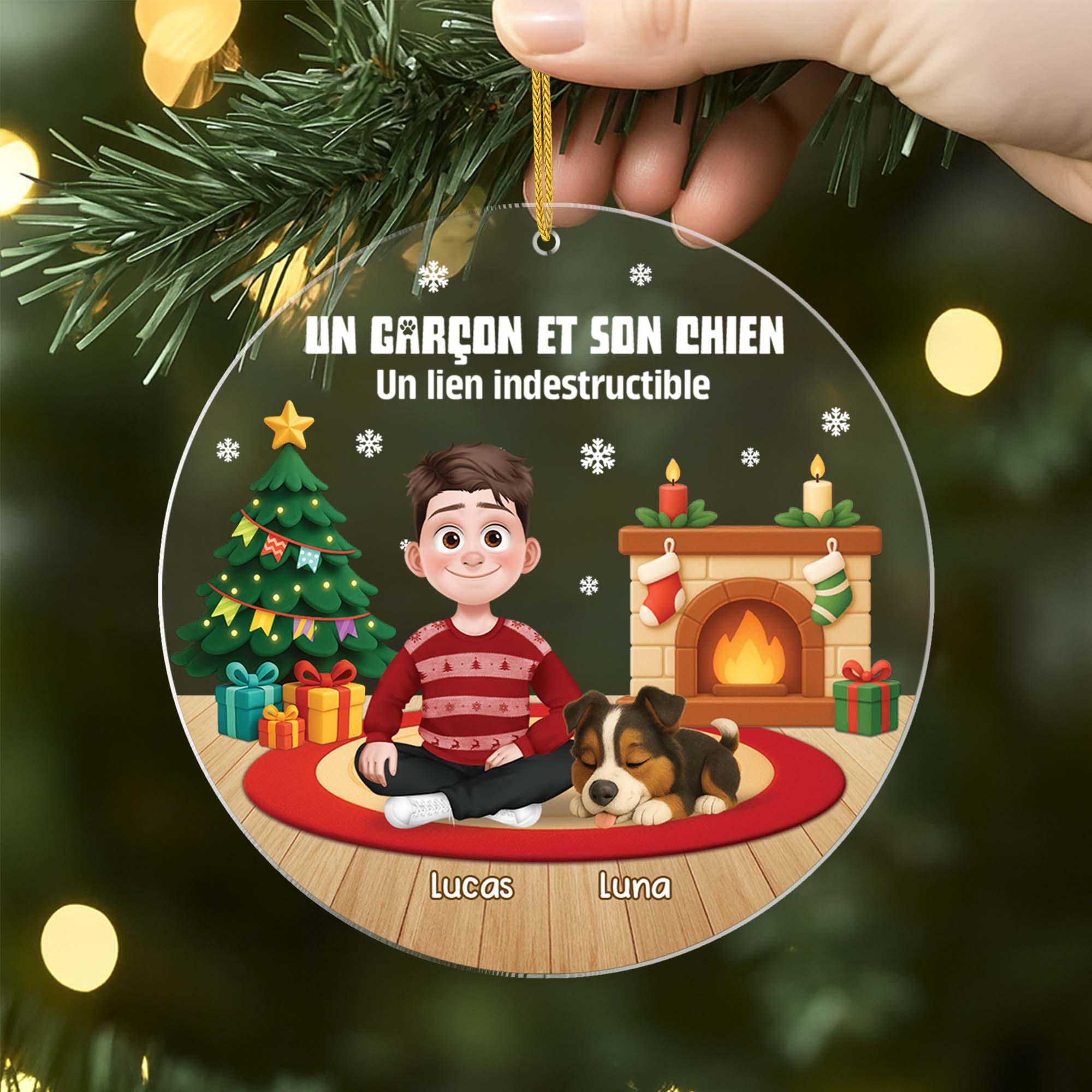 Ornement Noël Acrylique Personnalisé - Moi Et Mon Chien - Image 2