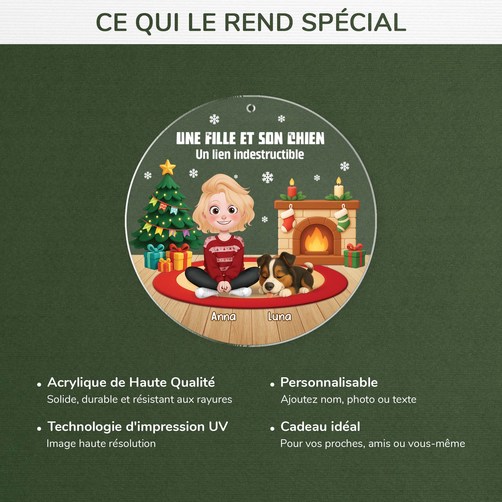 Ornement Noël Acrylique Personnalisé - Moi Et Mon Chien - Image 4