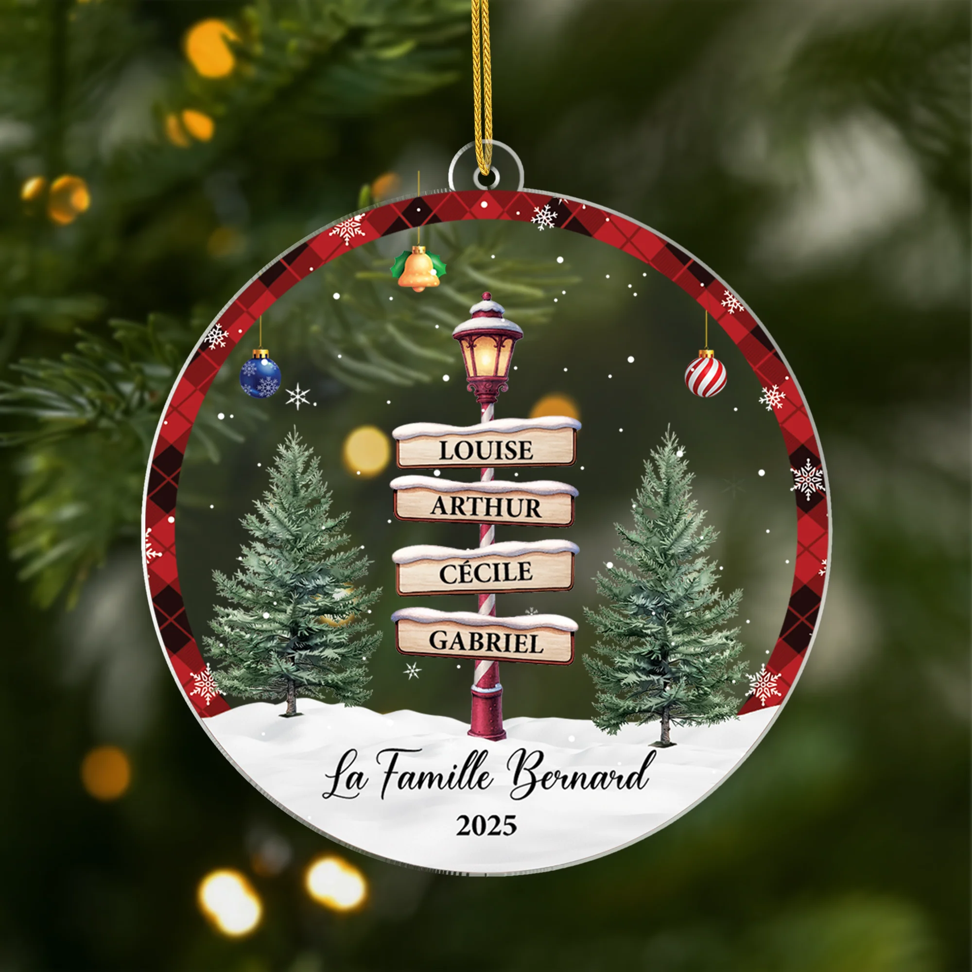 Ornement Noël Acrylique Personnalisé - Notre Lampadaire Noël Famille