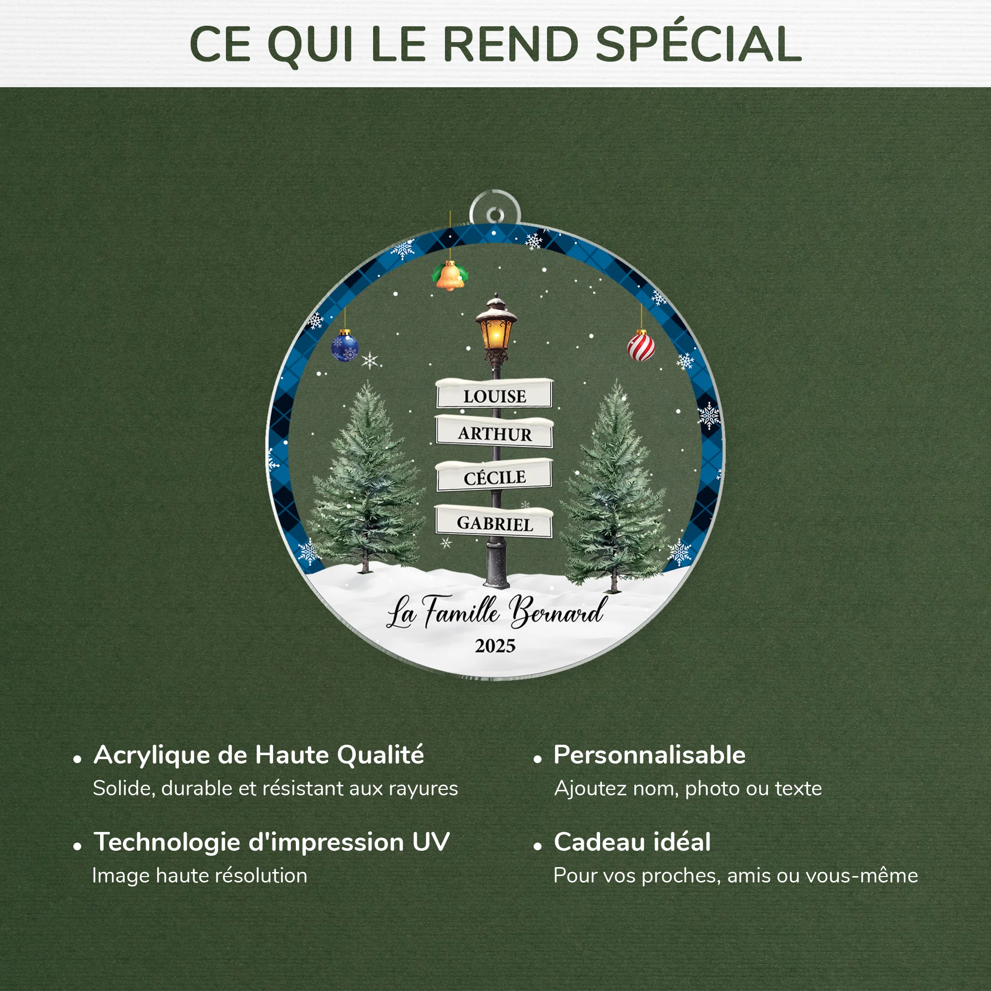 Ornement Noël Acrylique Personnalisé - Notre Lampadaire Noël Famille - Image 4
